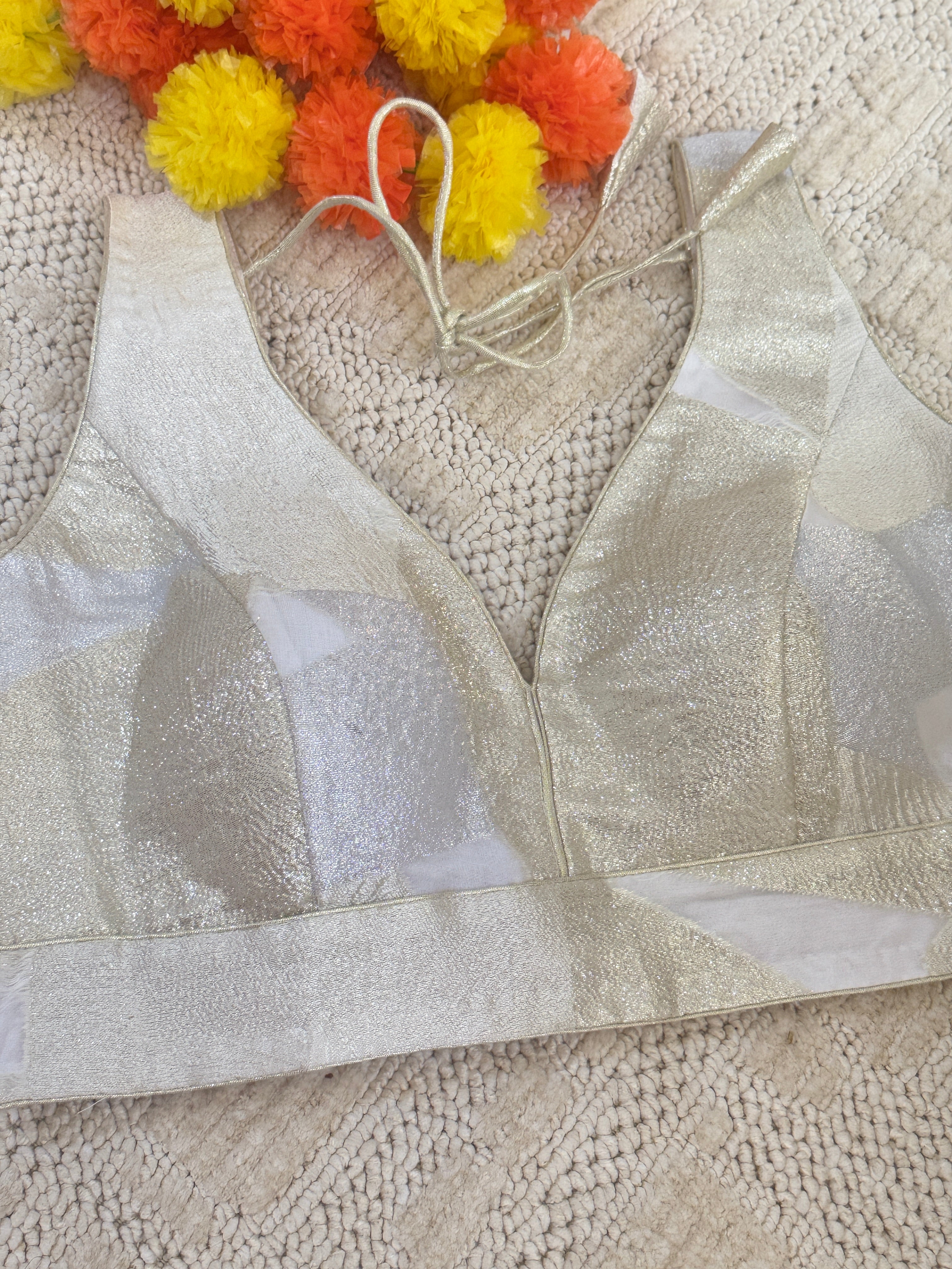 Shimmer Readymade Padded Blouse with Back Hooks