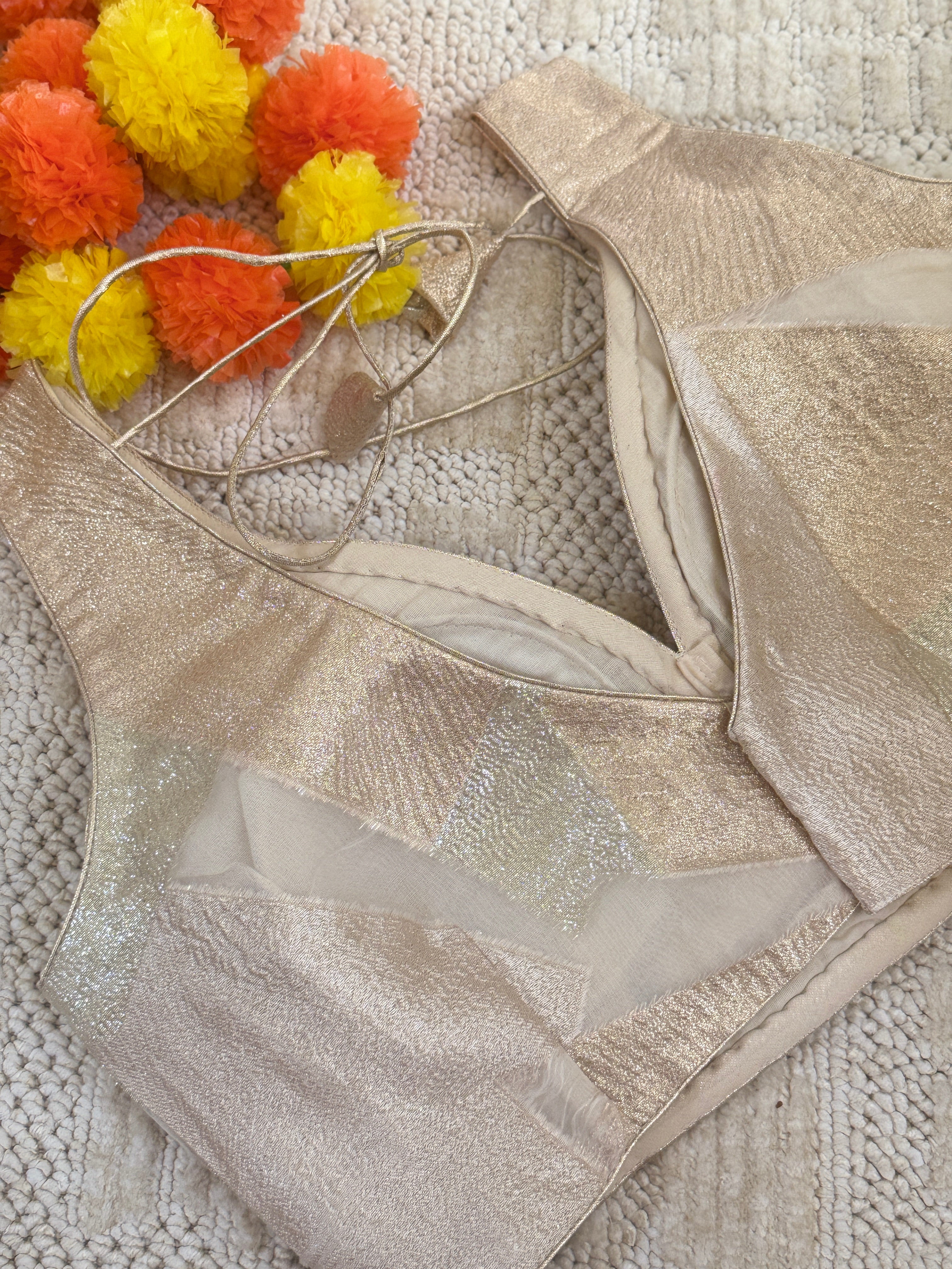 Shimmer Readymade Padded Blouse with Back Hooks