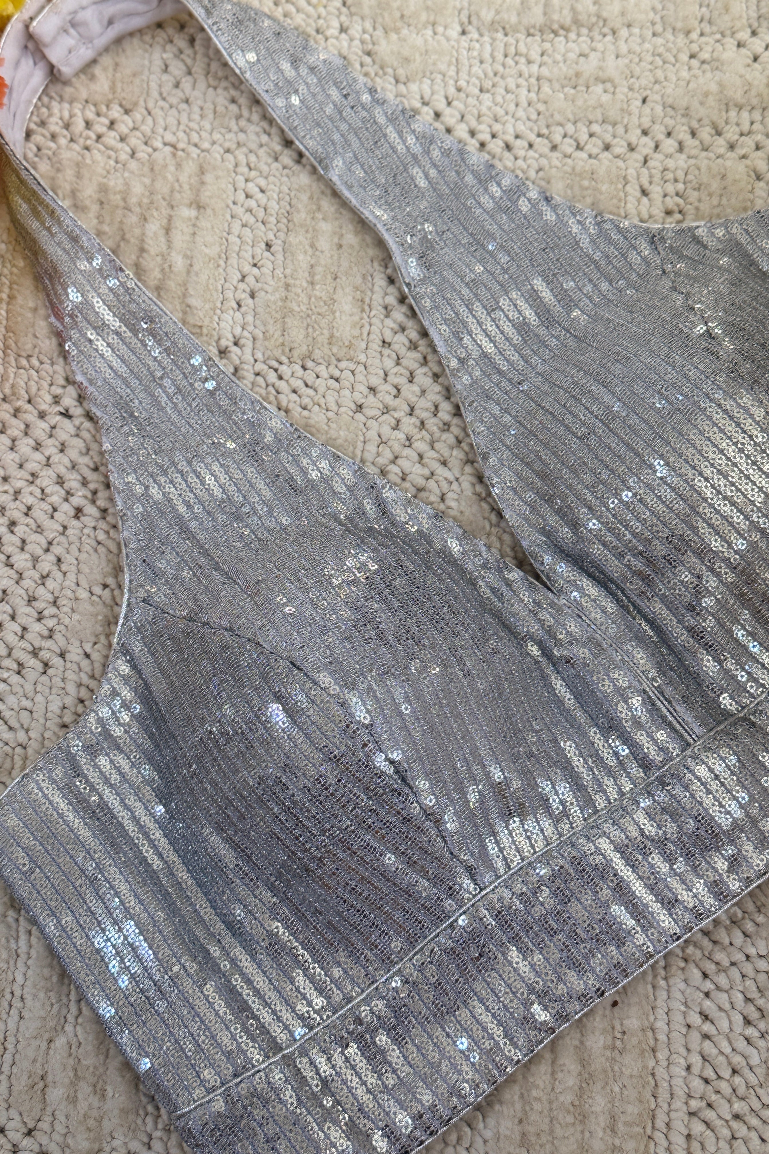 Halter Readymade Padded Sequin Blouse