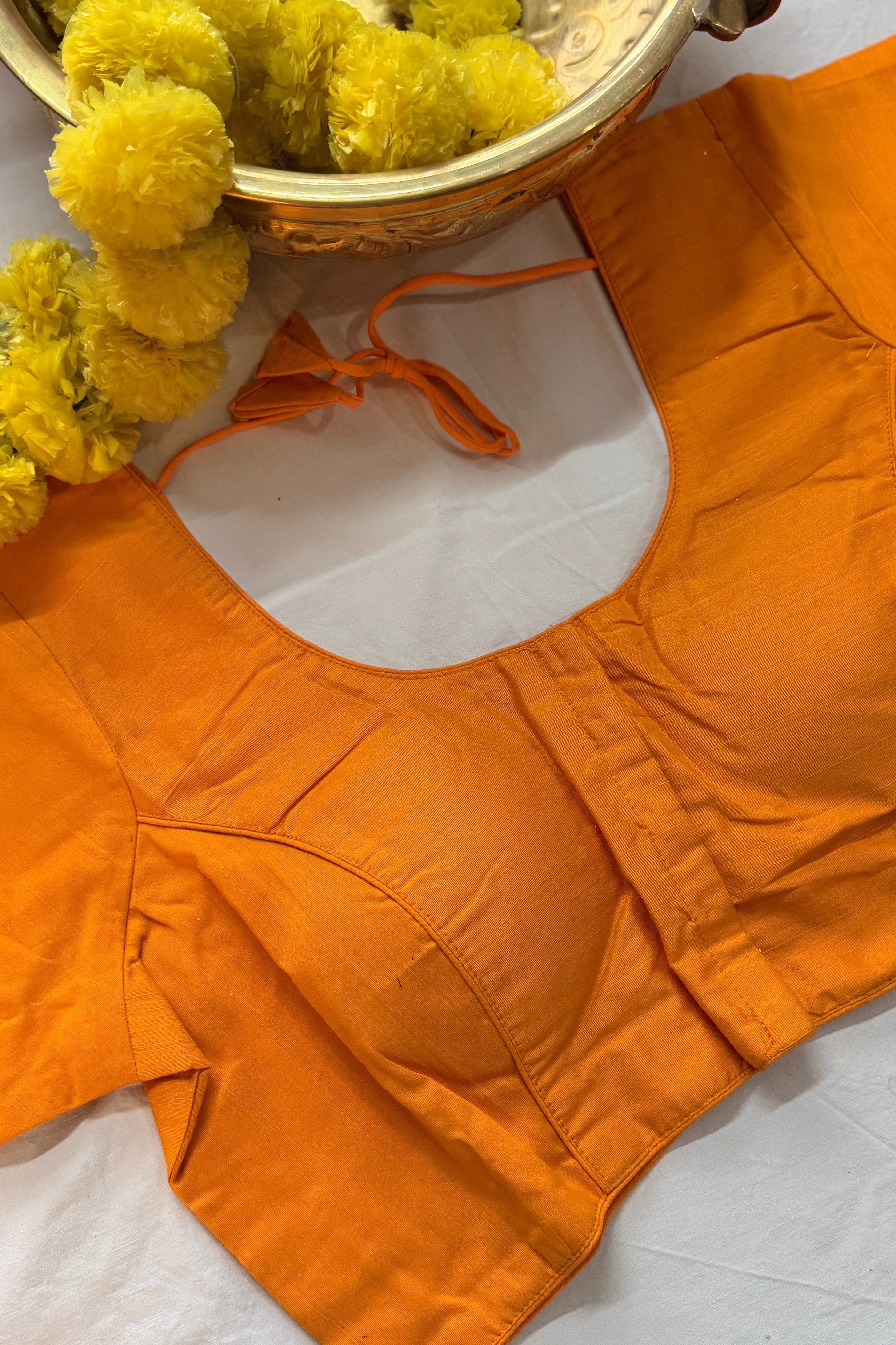 Cotton Silk Padded front hooks blouse with sleeves