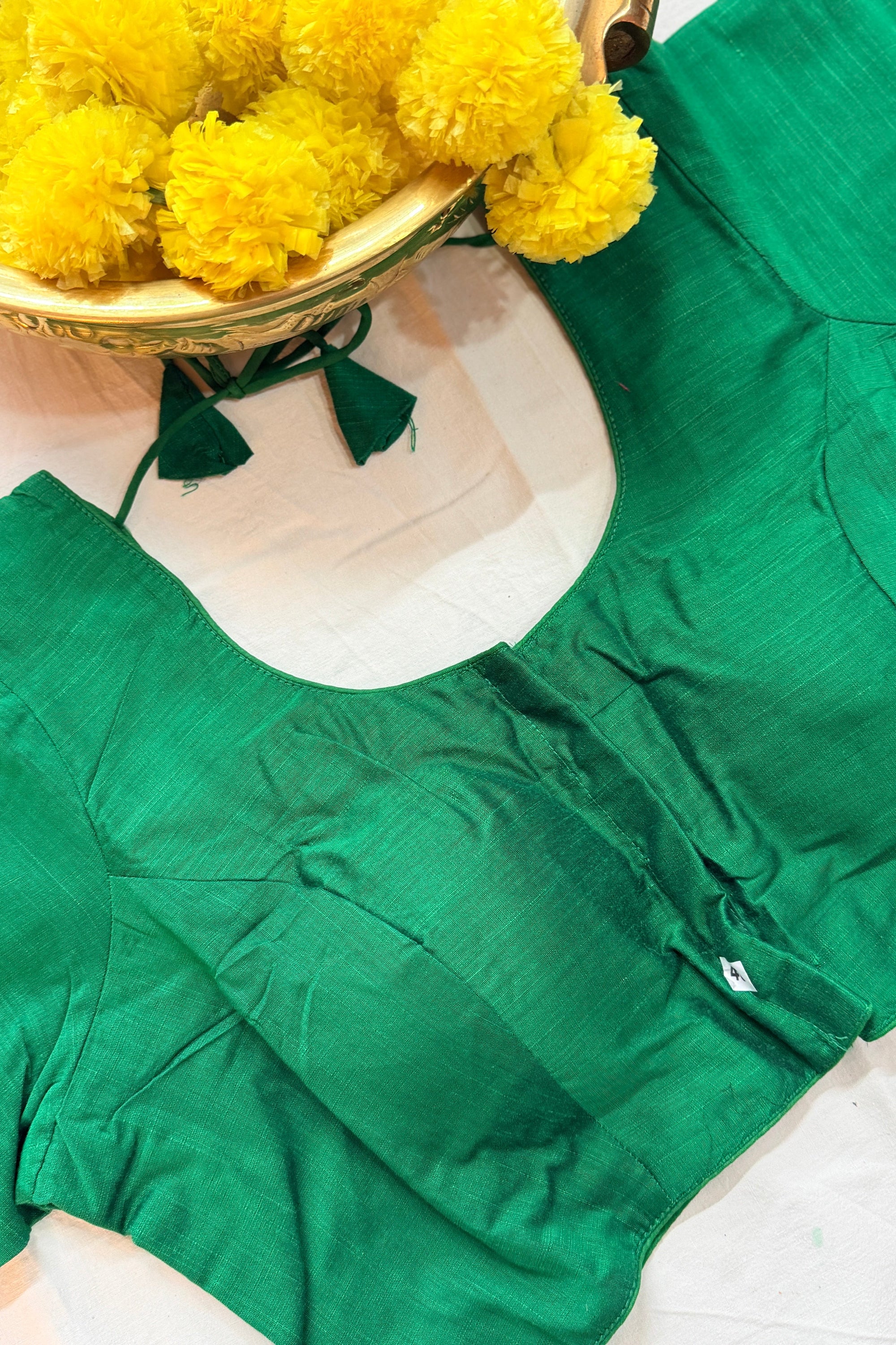 Cotton Silk Padded front hooks blouse with sleeves