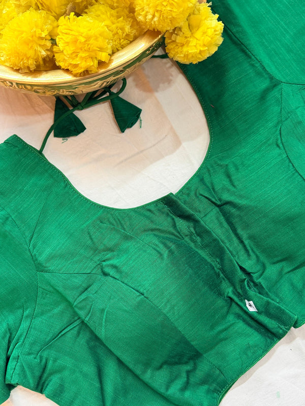 Cotton Silk Padded front hooks blouse with sleeves