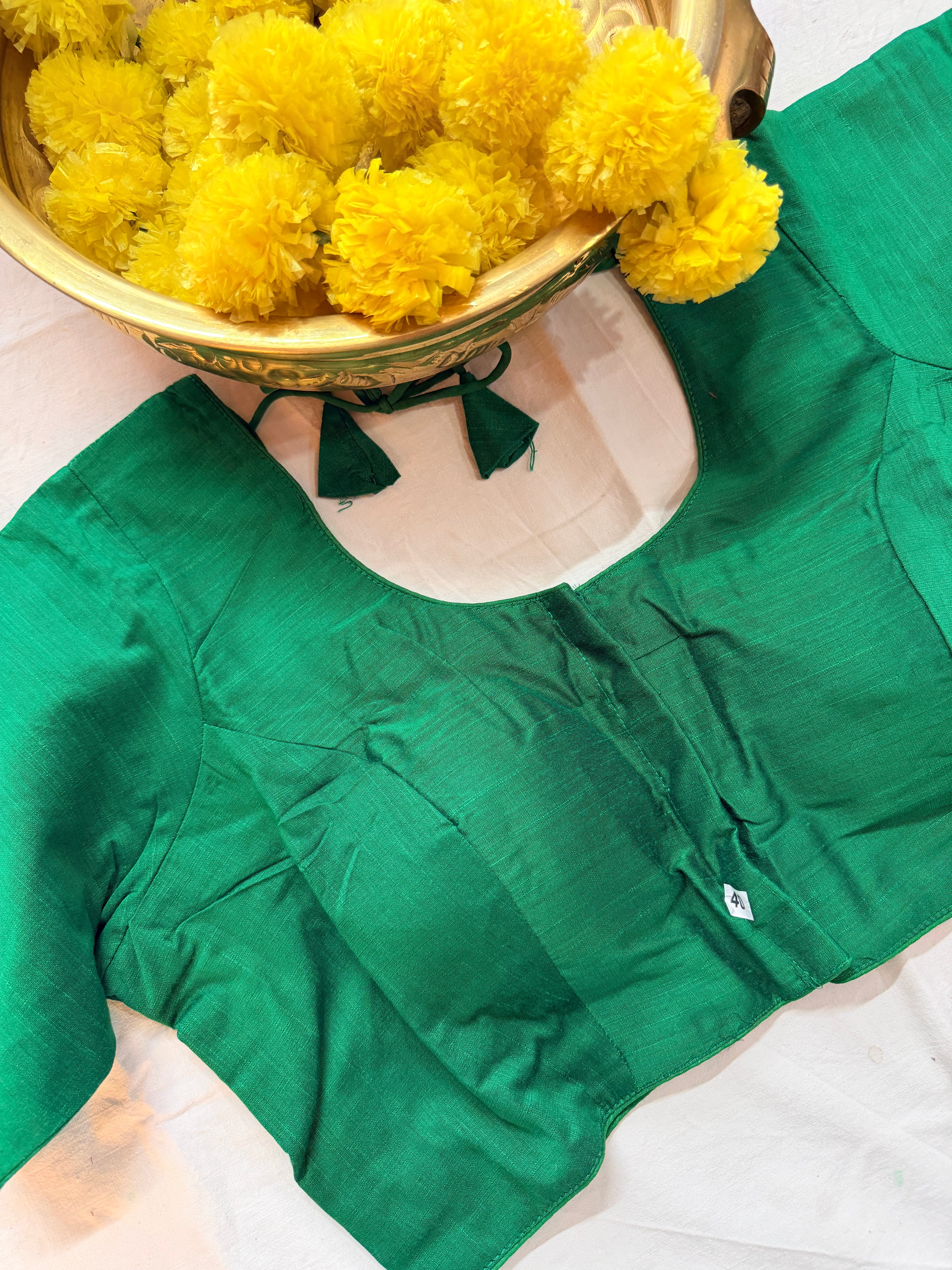 Cotton Silk Padded front hooks blouse with sleeves