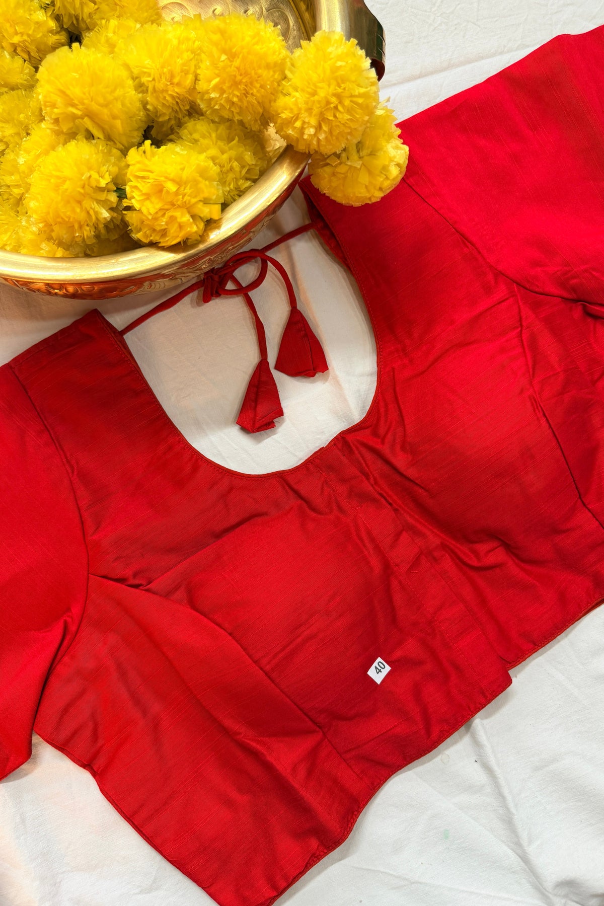 Cotton Silk Padded front hooks blouse with sleeves