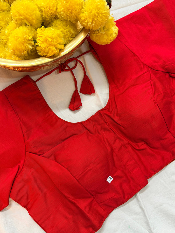 Cotton Silk Padded front hooks blouse with sleeves