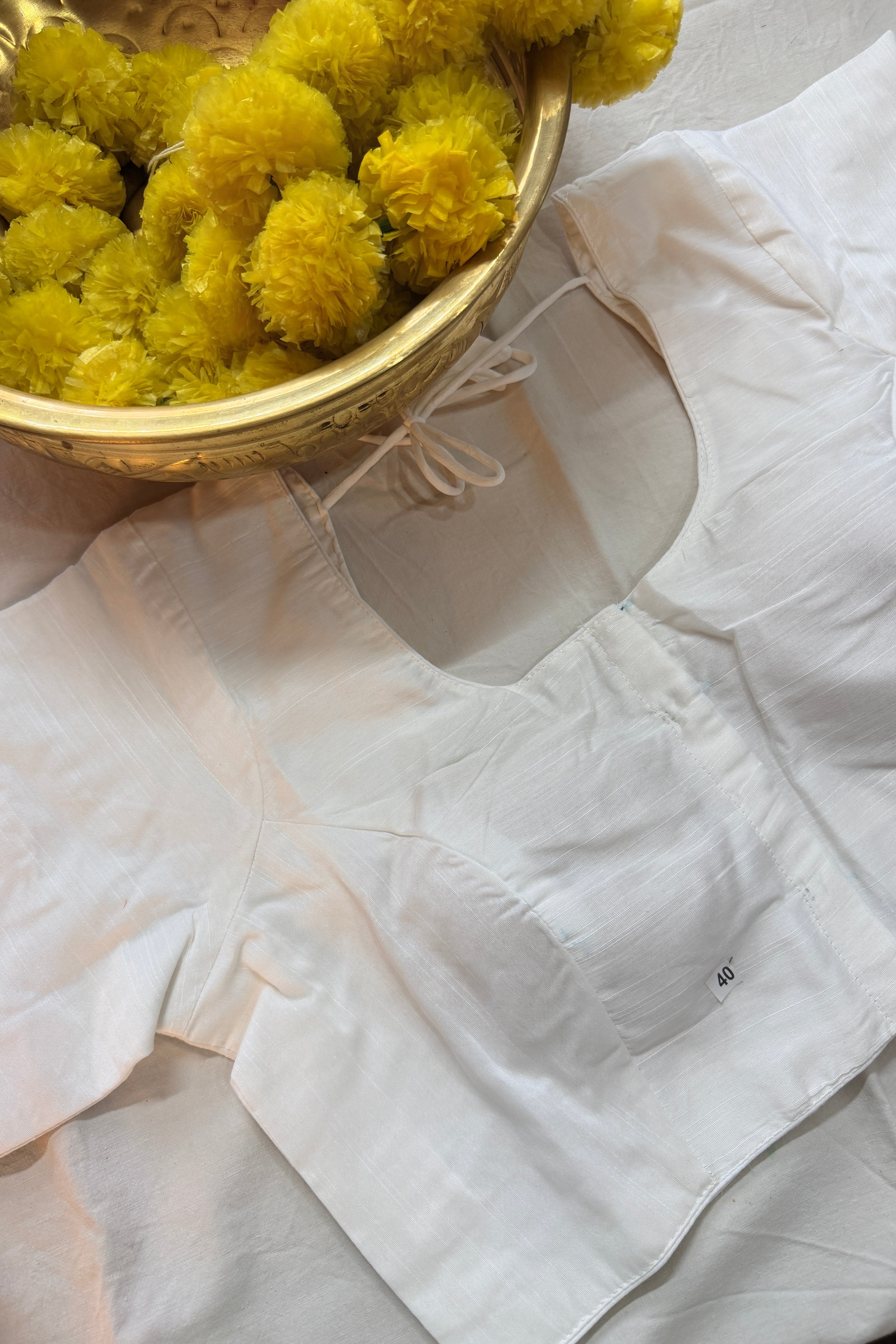 Cotton Silk Padded front hooks blouse with sleeves