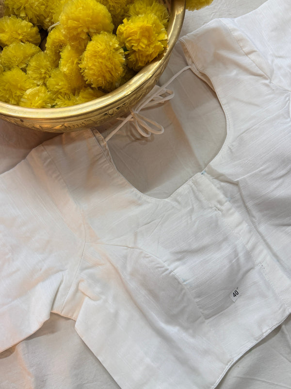 Cotton Silk Padded front hooks blouse with sleeves