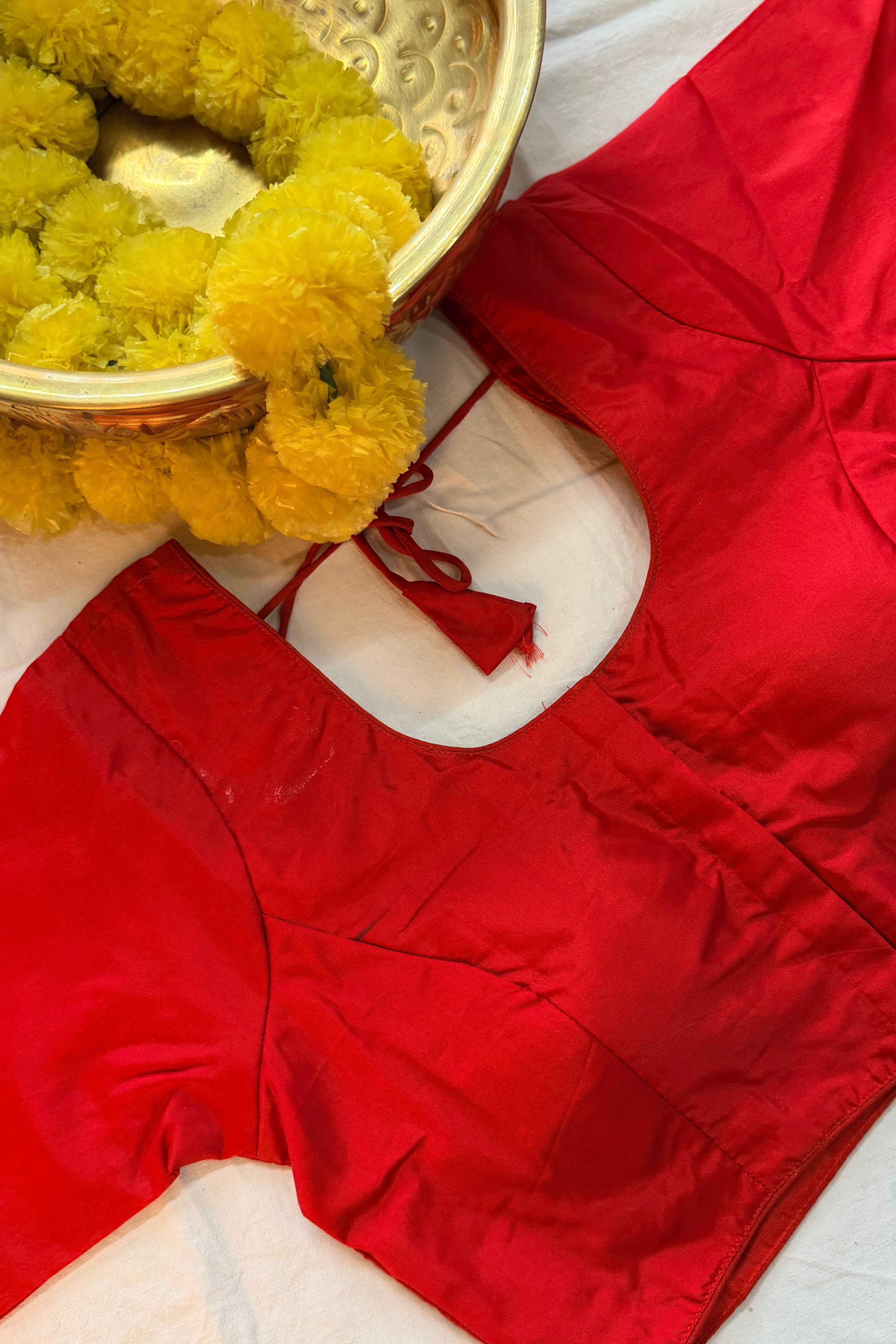 Raw Silk Plain Padded Front hooks blouse with sleeves