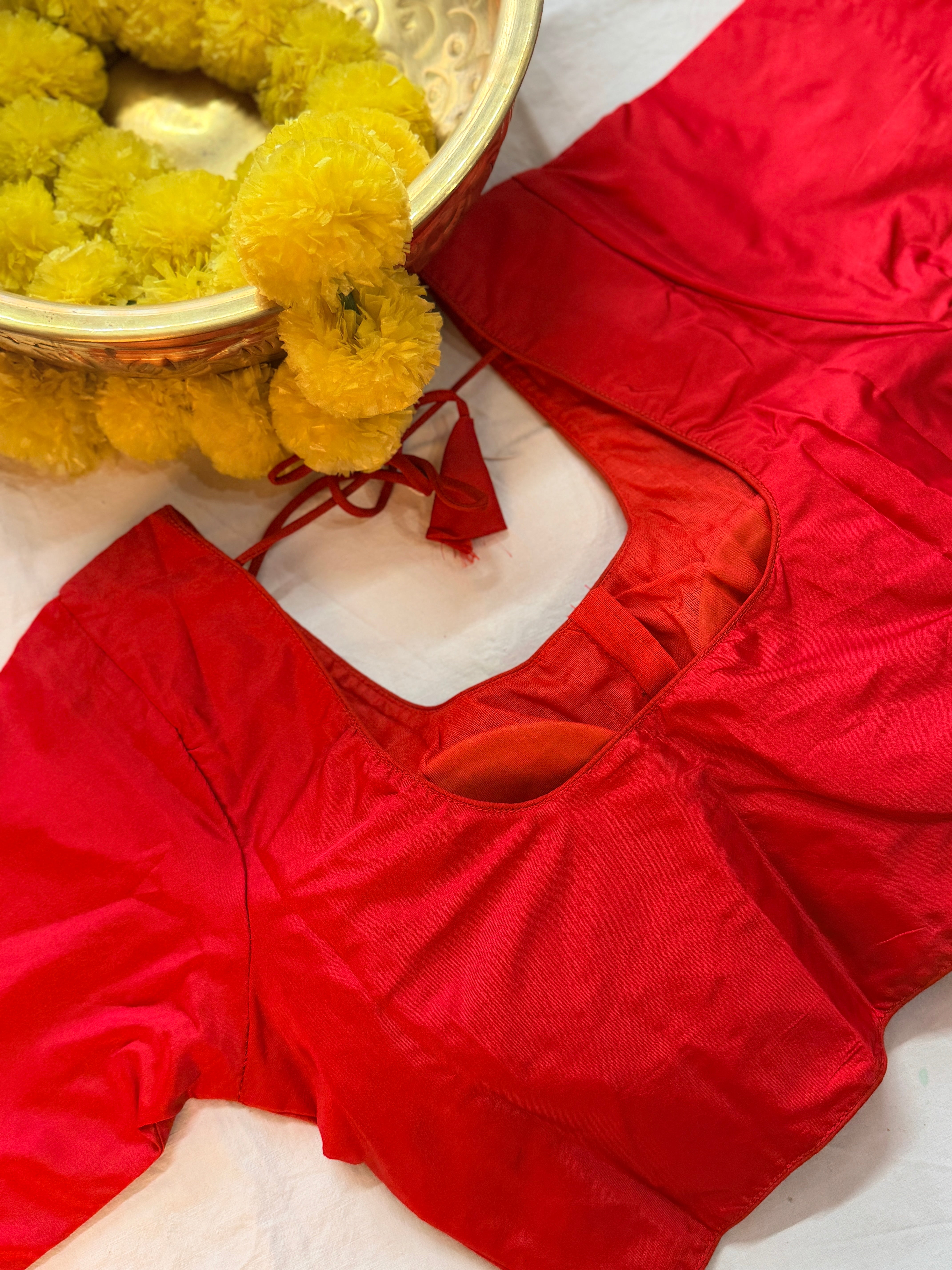 Raw Silk Plain Padded Front hooks blouse with sleeves