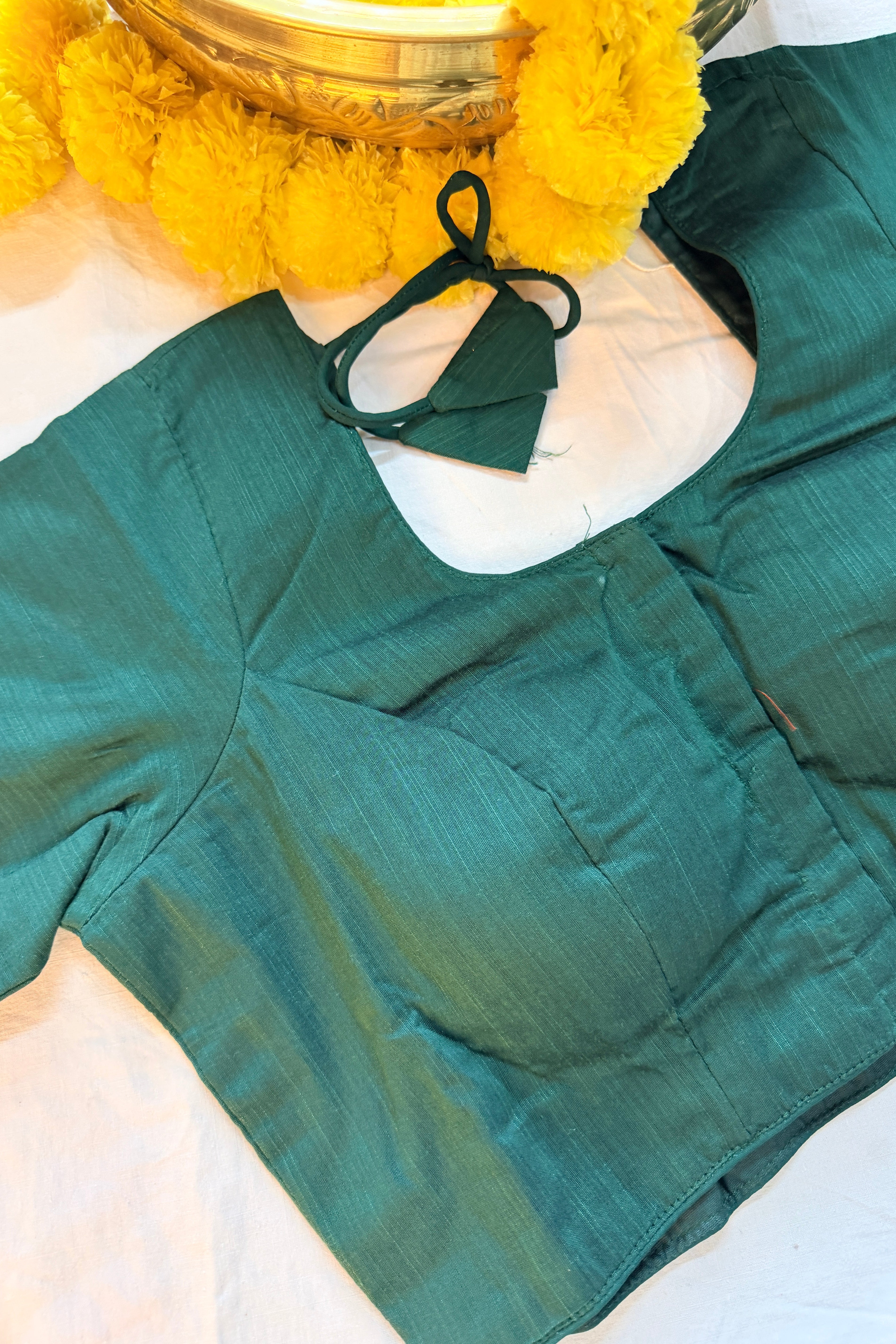 Cotton Silk Padded front hooks blouse with sleeves