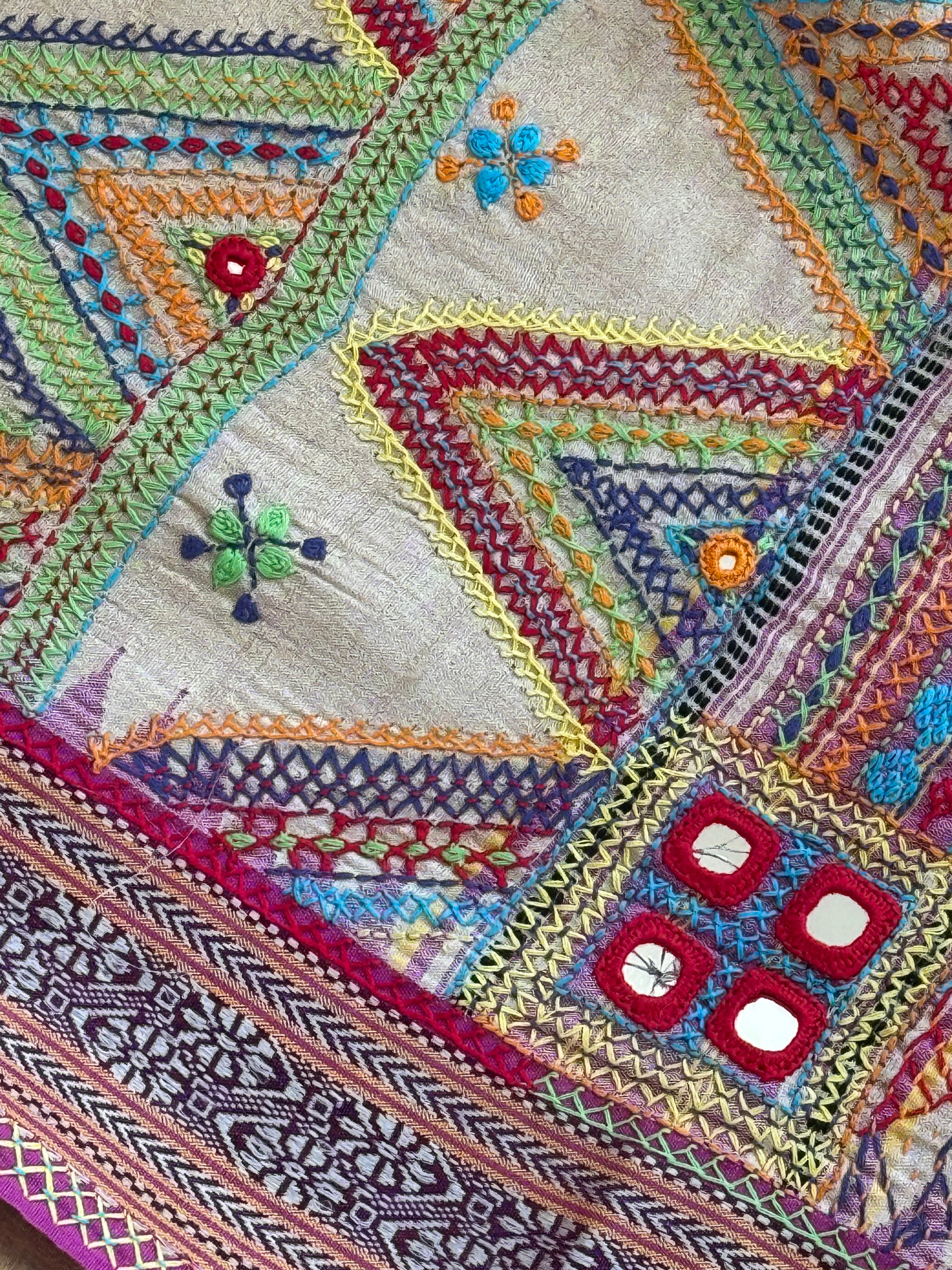 Lambani Hand Embroidered Vidharba Tussar Saree - purple