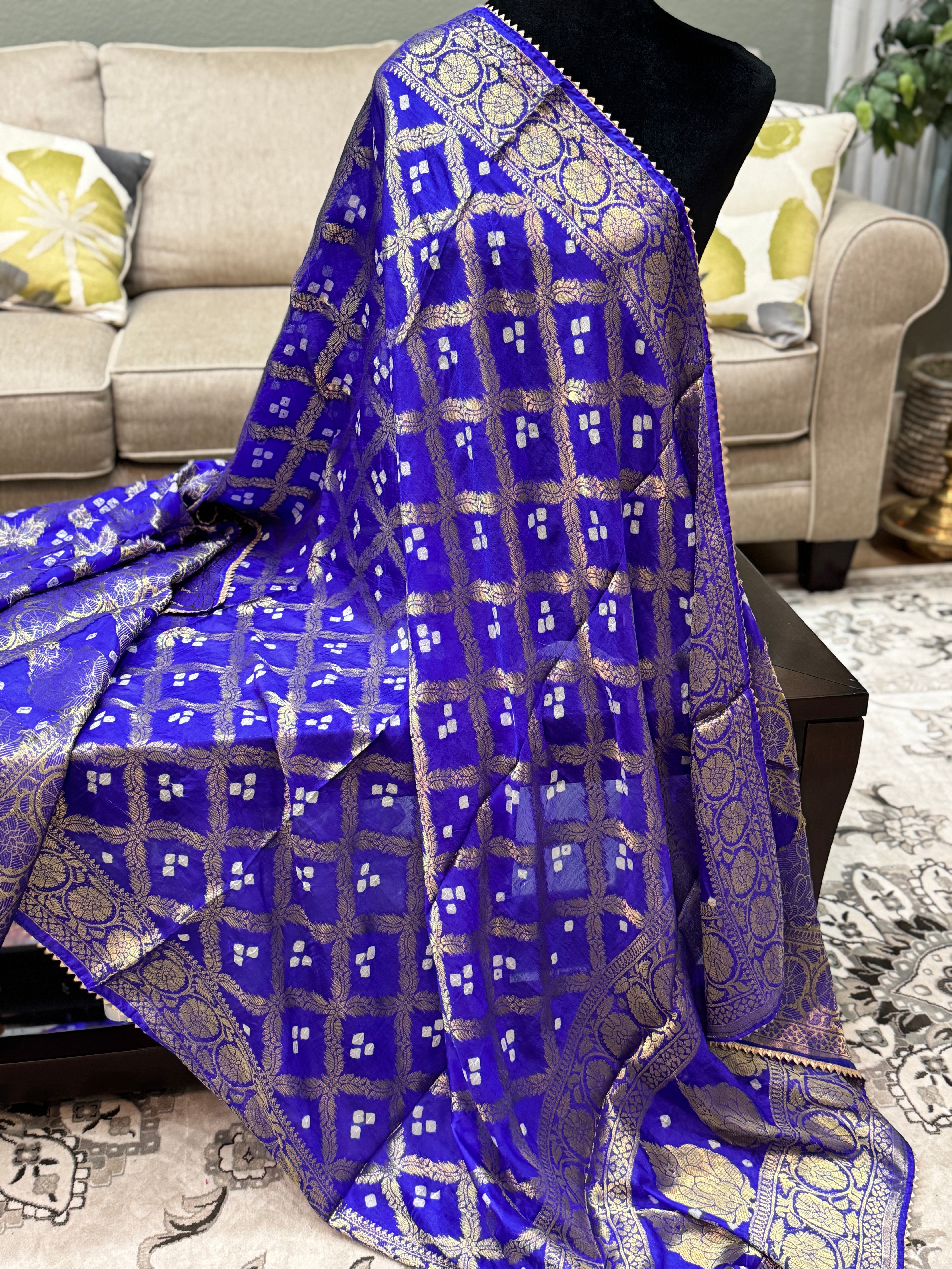 Silk Gharchola dupatta - royal blue