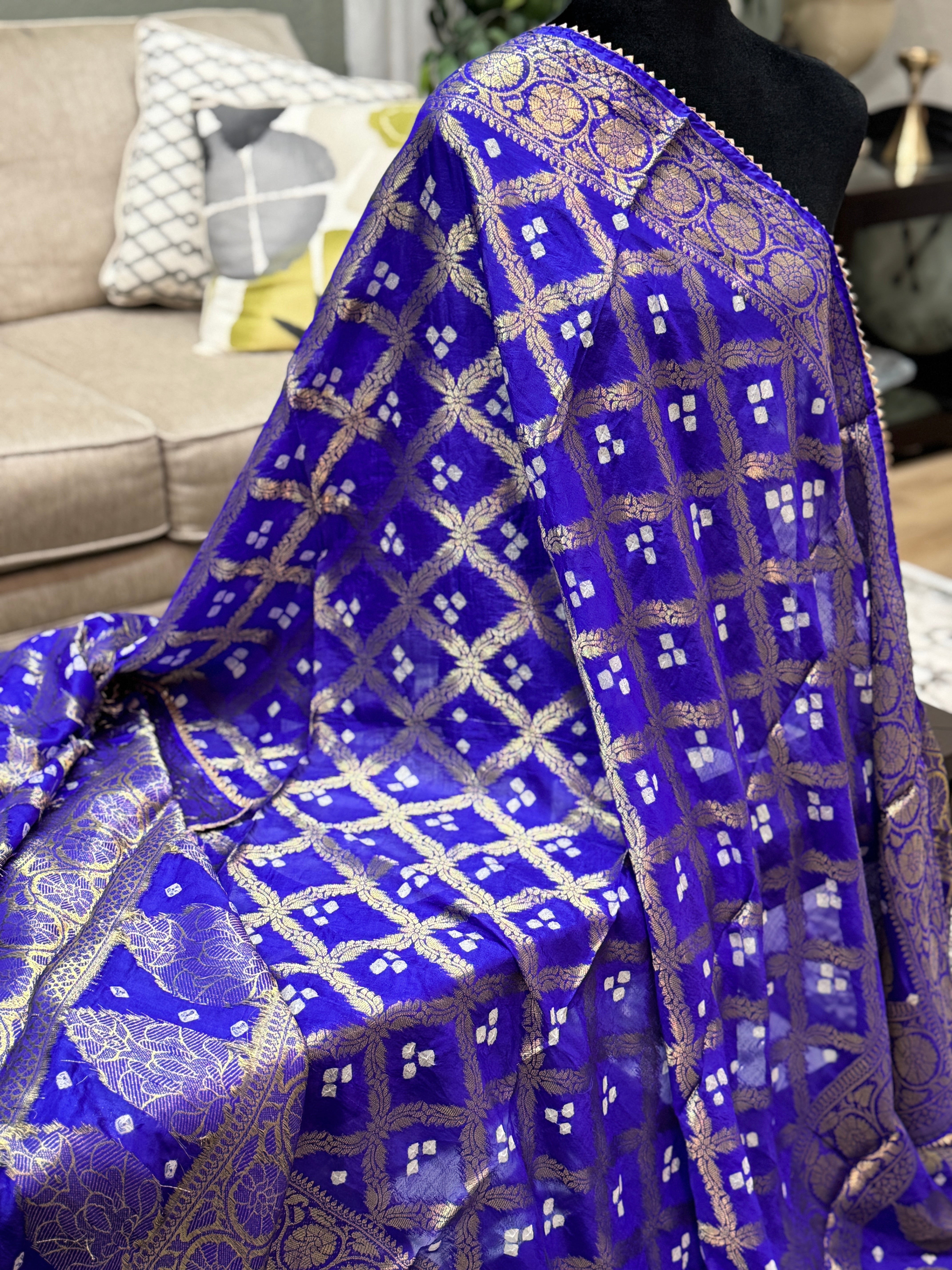 Silk Gharchola dupatta - royal blue