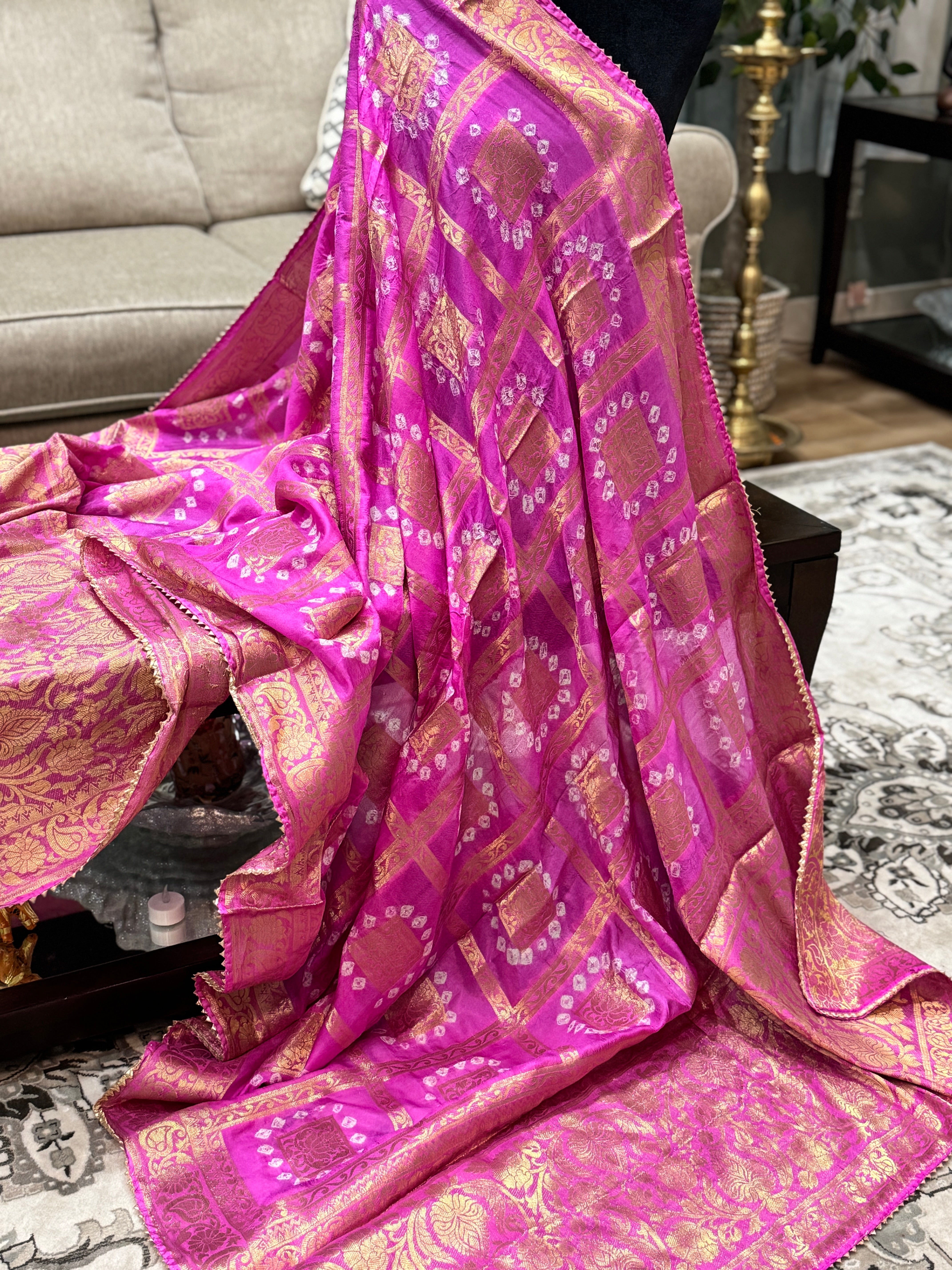 Silk Gharchola dupatta - light pink