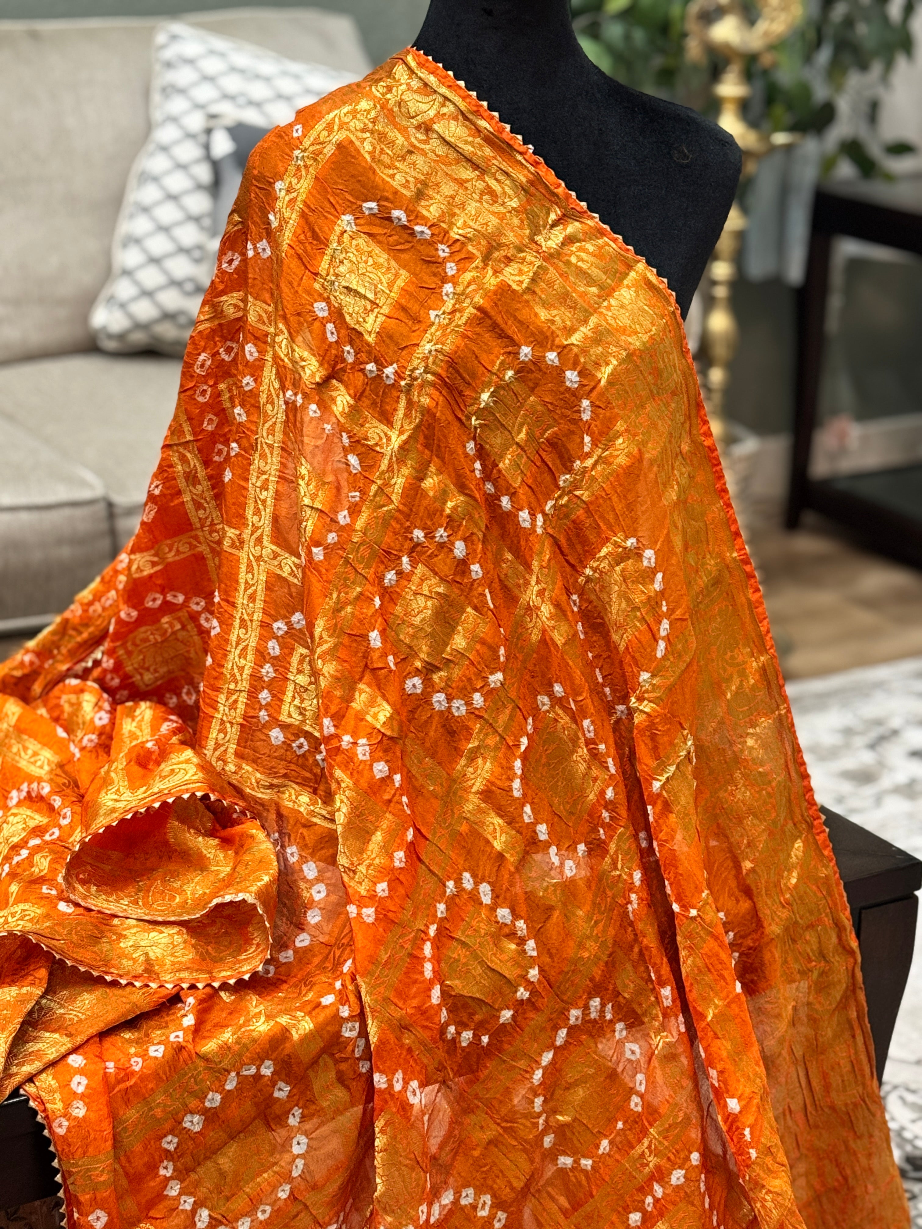 Silk Gharchola dupatta - orange