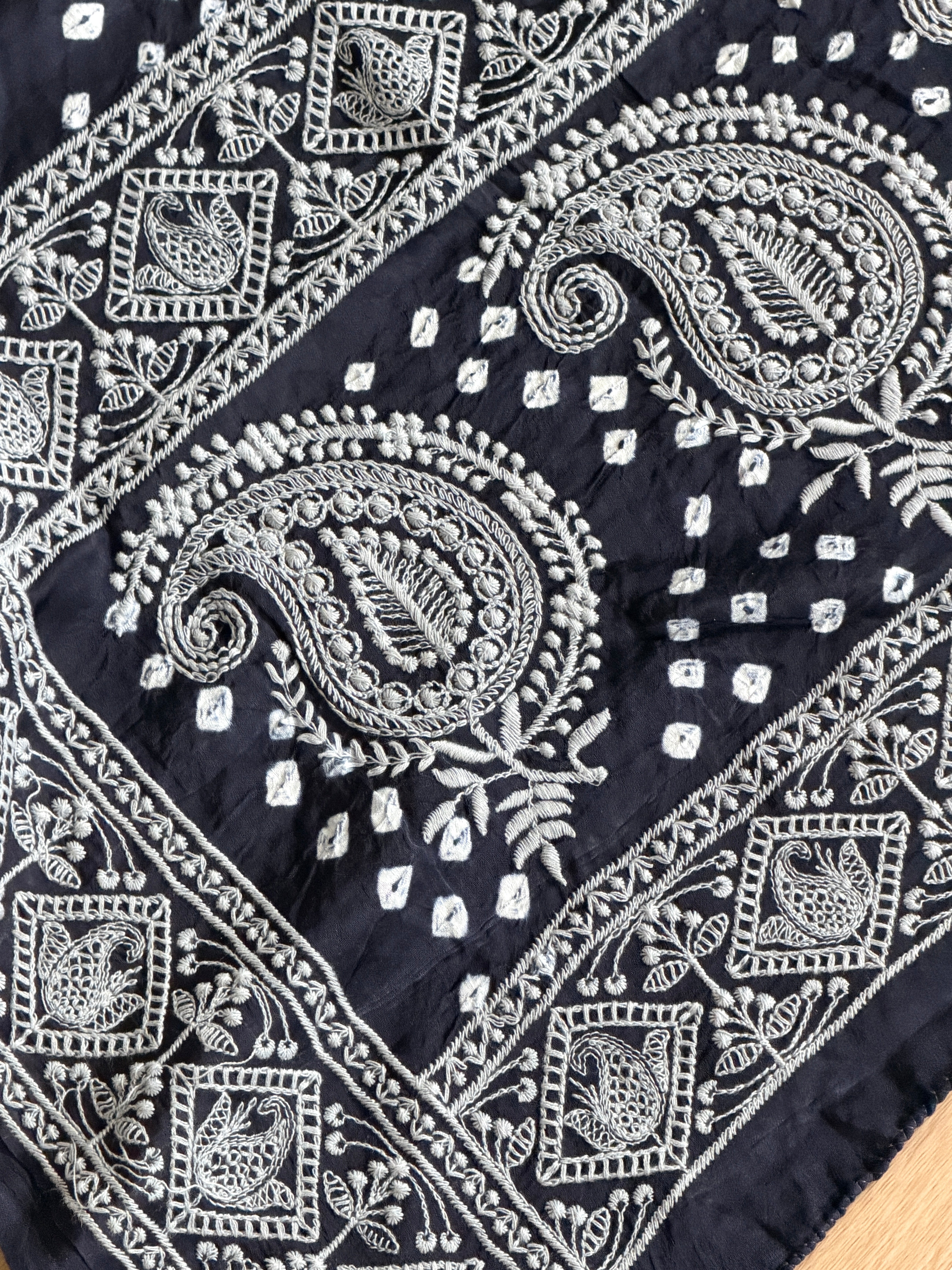 Bandhani Saree with Chikankari Work