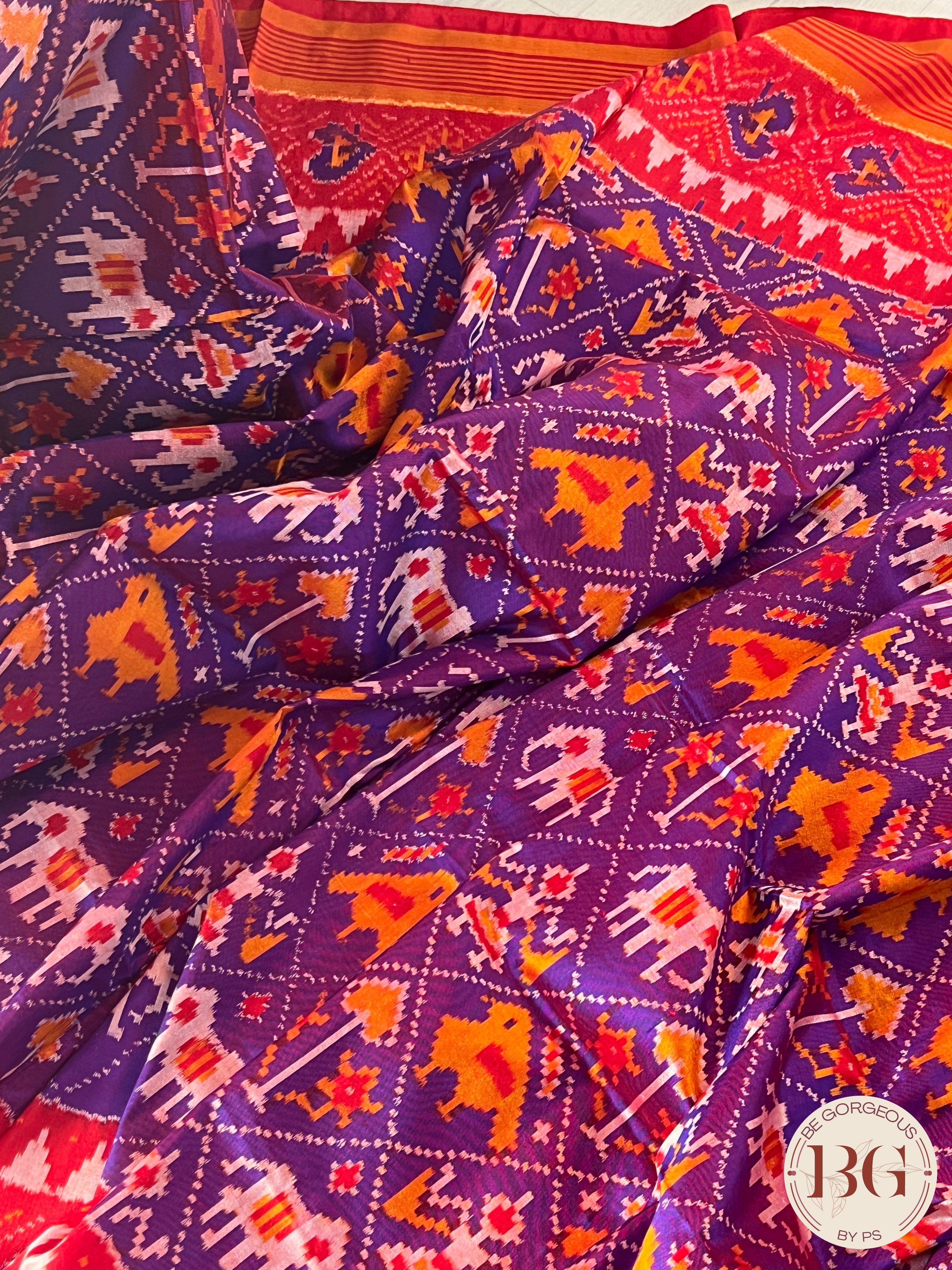Pochumpally ikkat Pure silk handloom saree color - purple