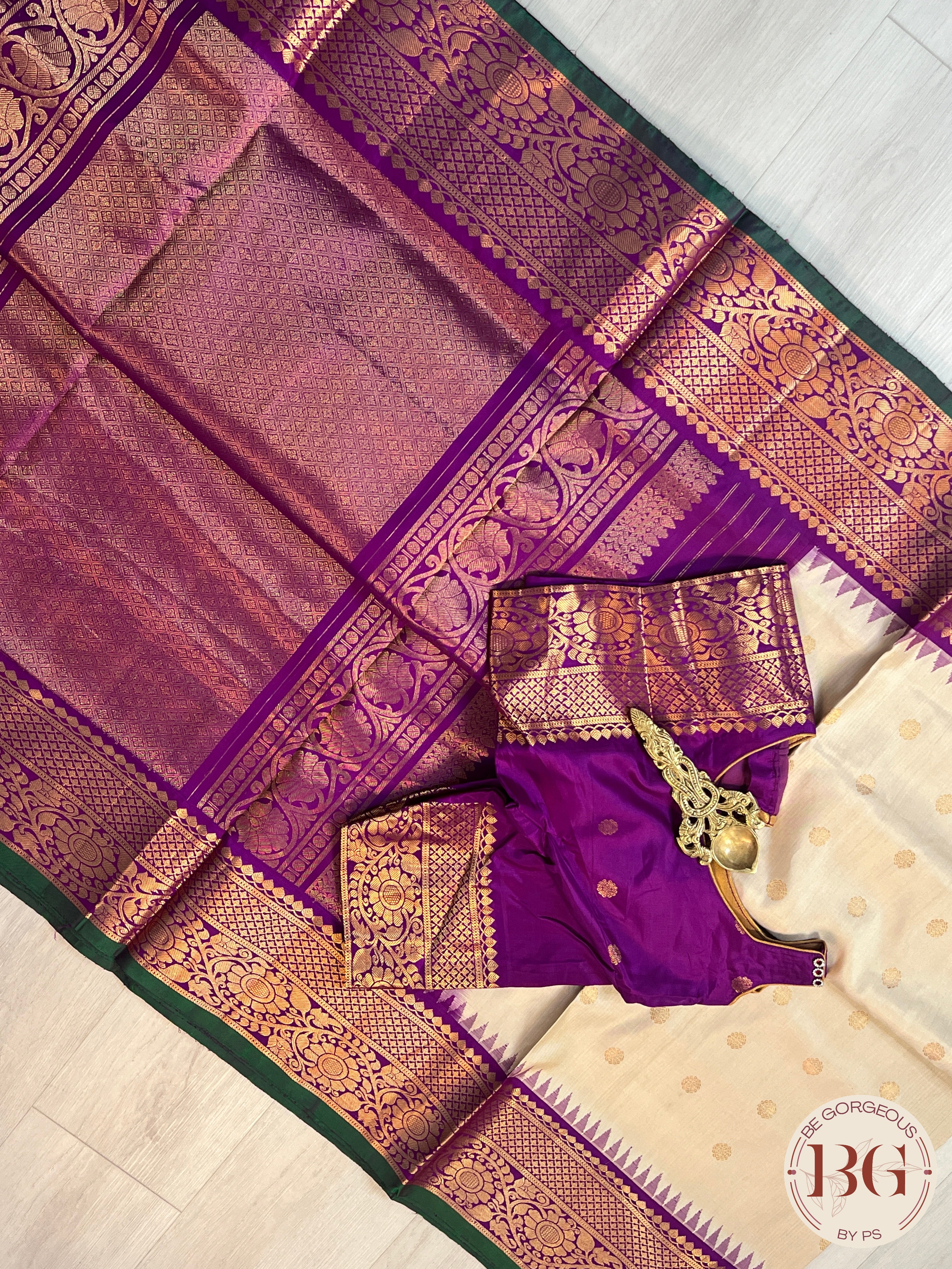 Gadwal Pure Silk Handloom Saree saree - purple