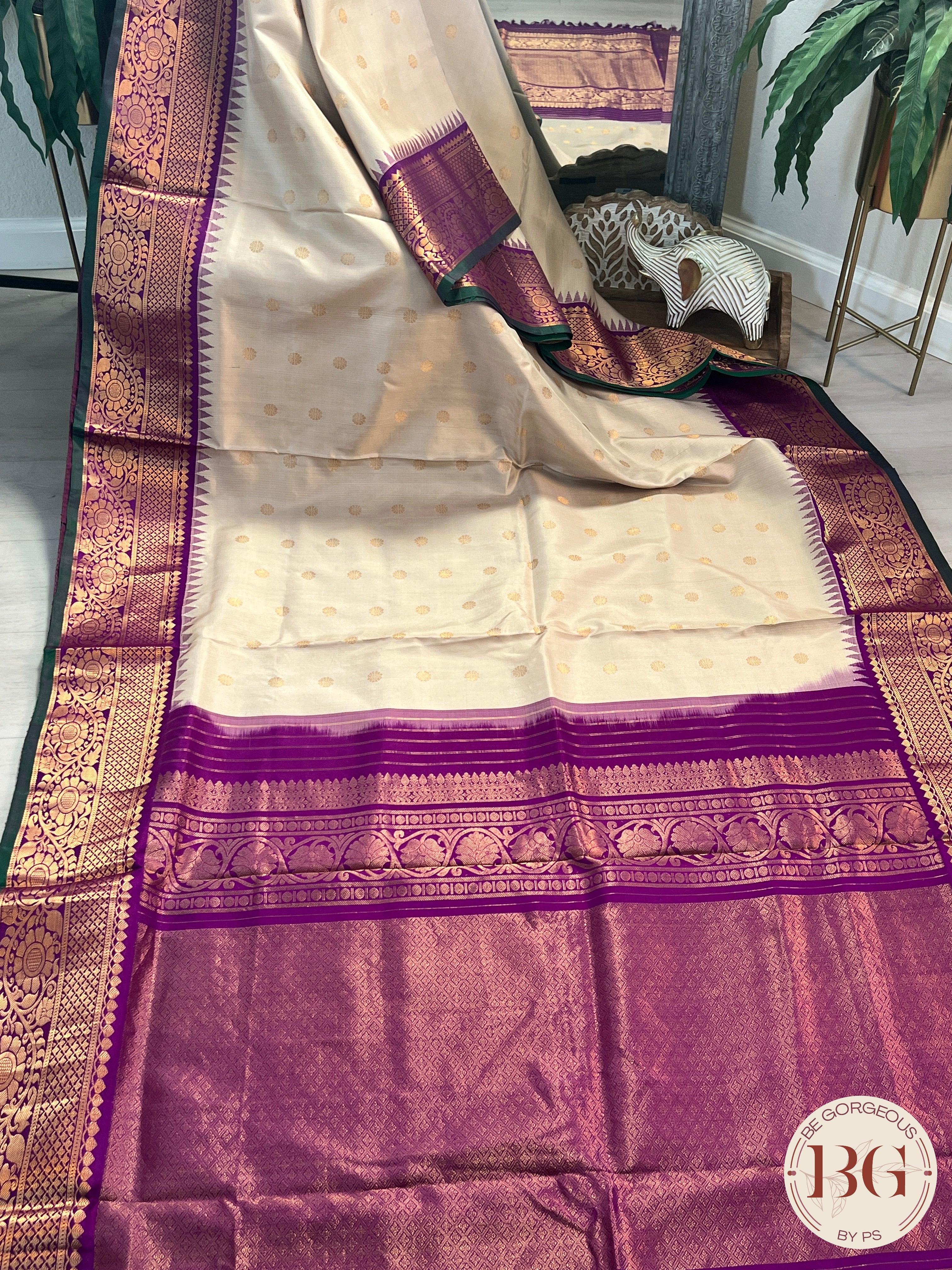 Gadwal Pure Silk Handloom Saree saree - purple