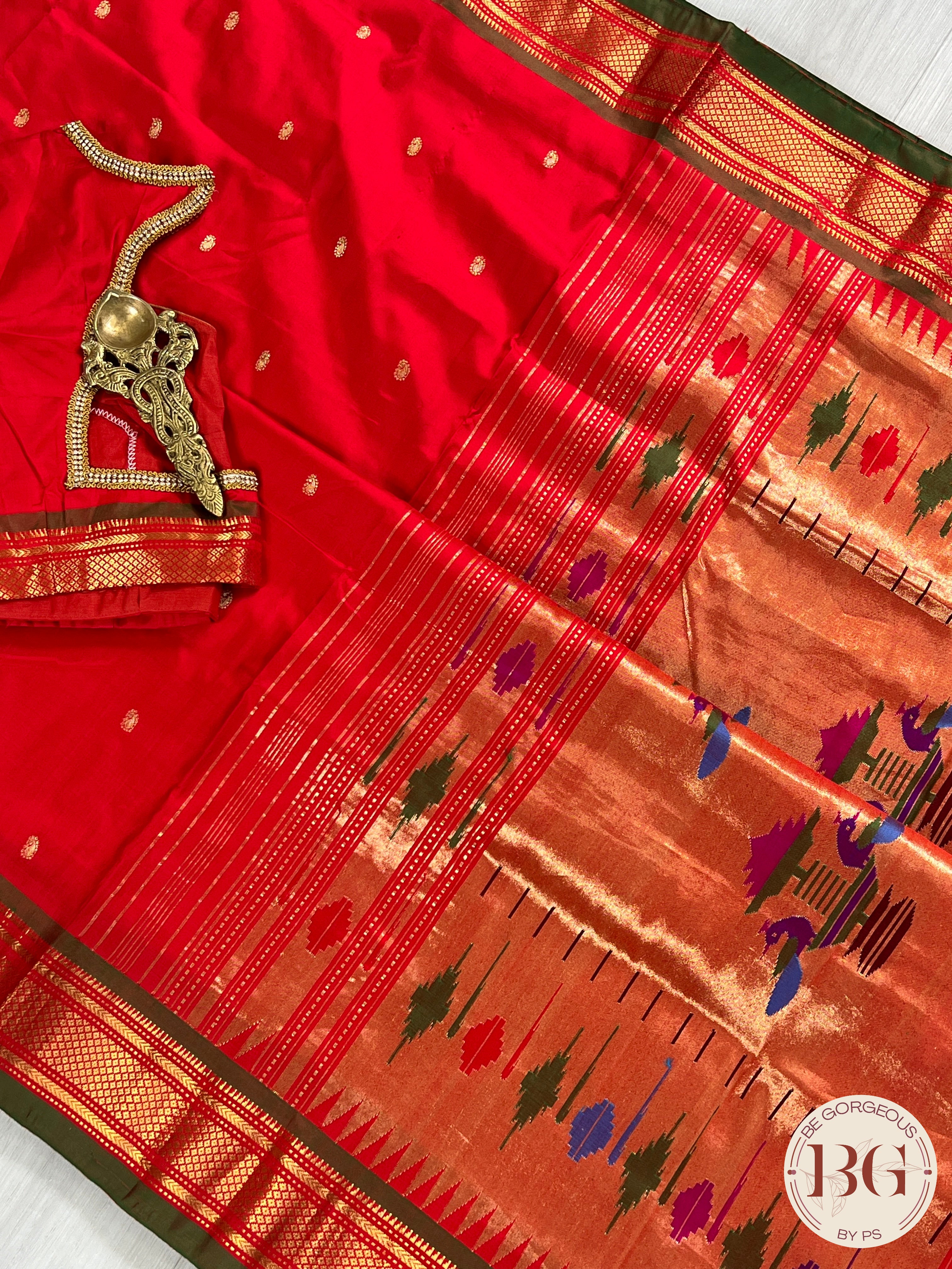 Handloom paithani pure silk saree color - red