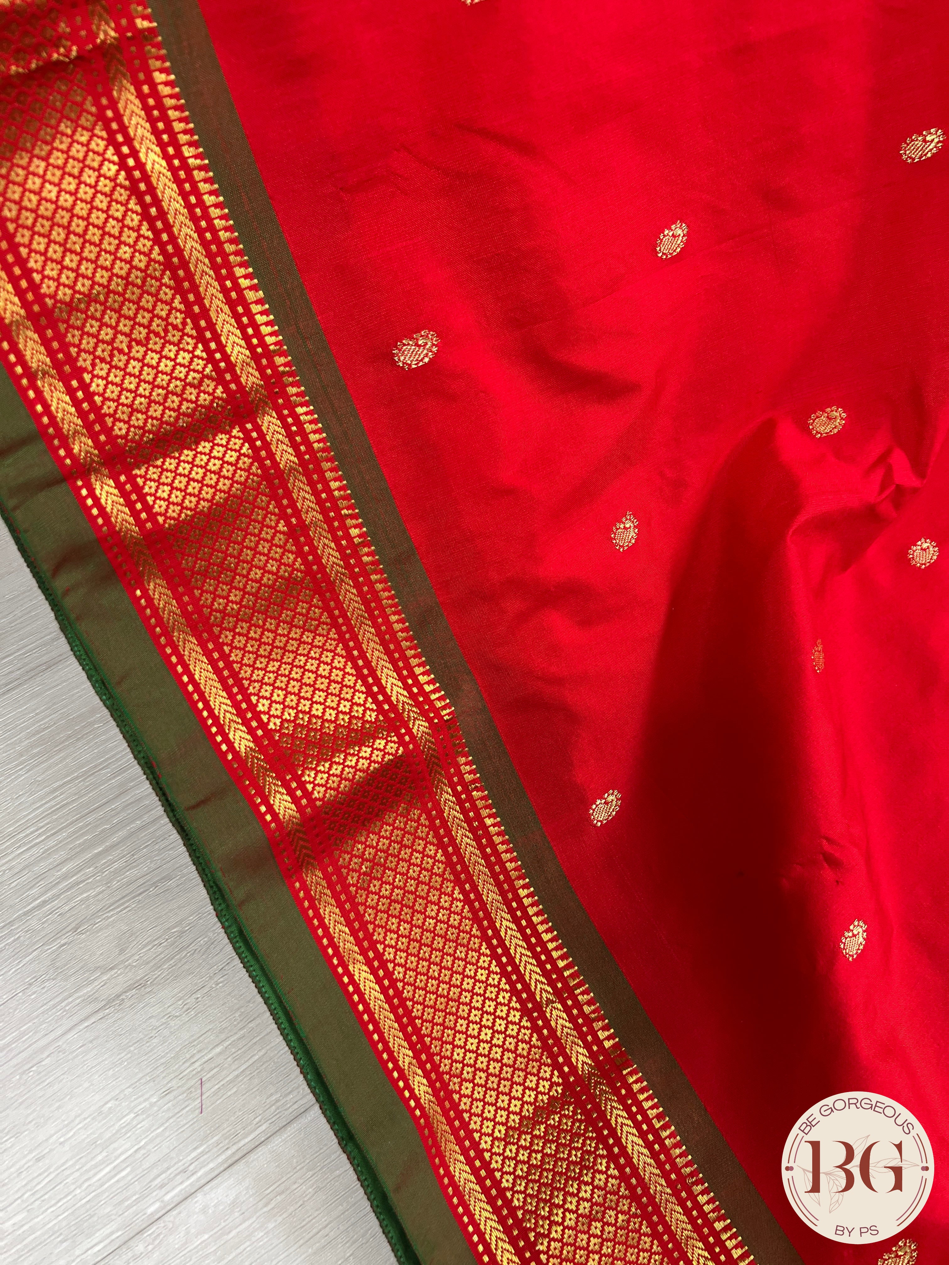 Handloom paithani pure silk saree color - red