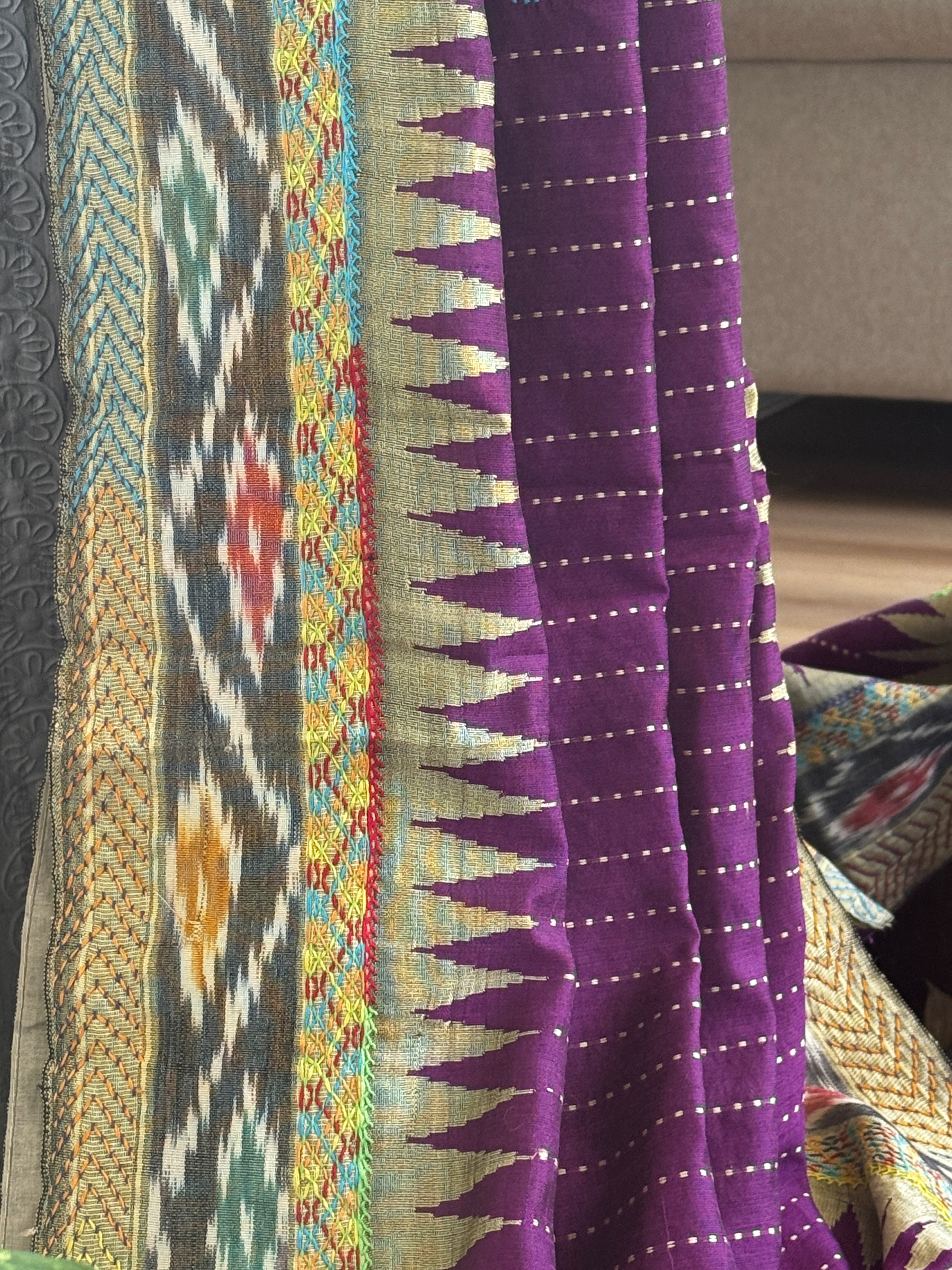 Lambani Embroidery on silk saree - purple