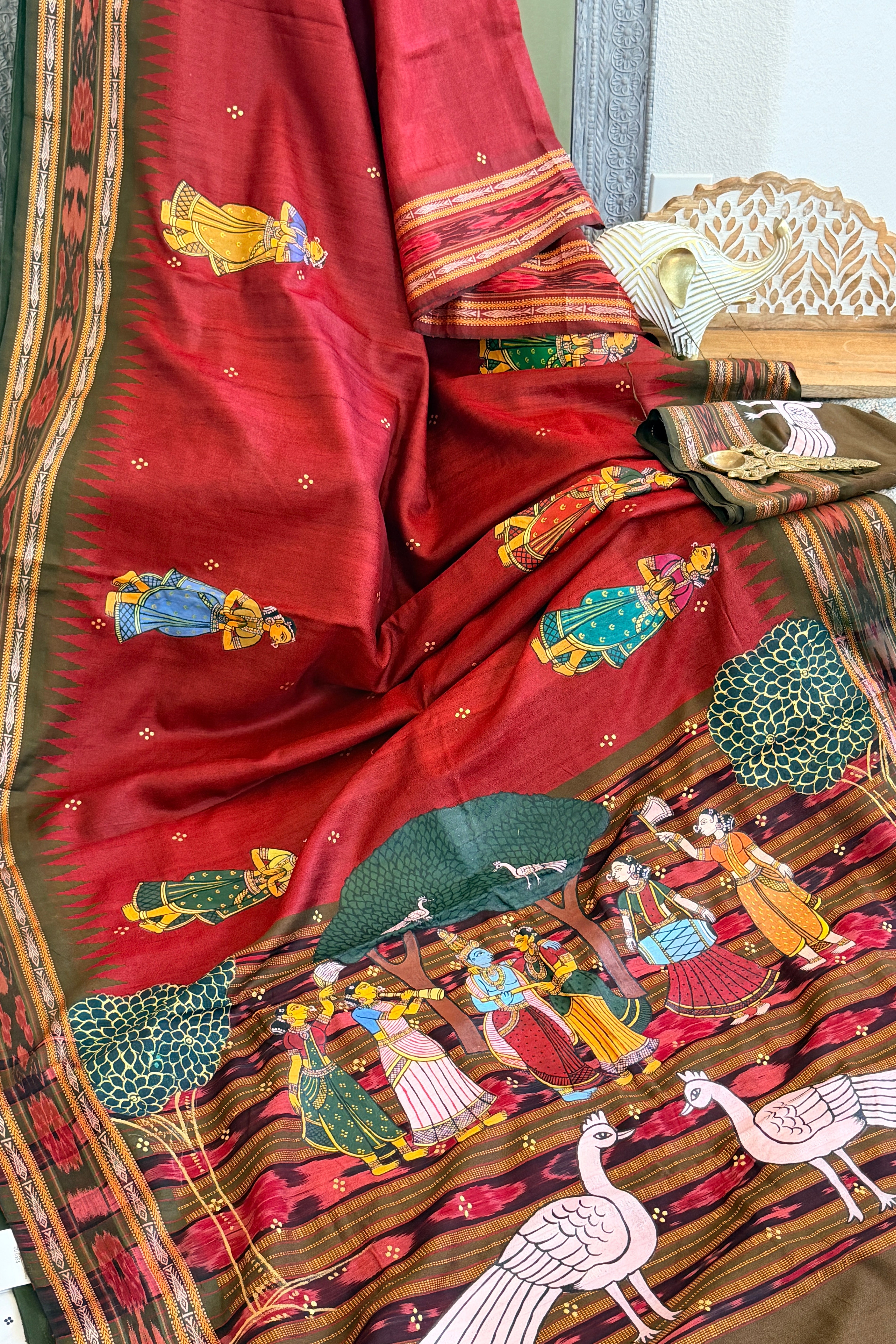Pattachitra saree on raw silk