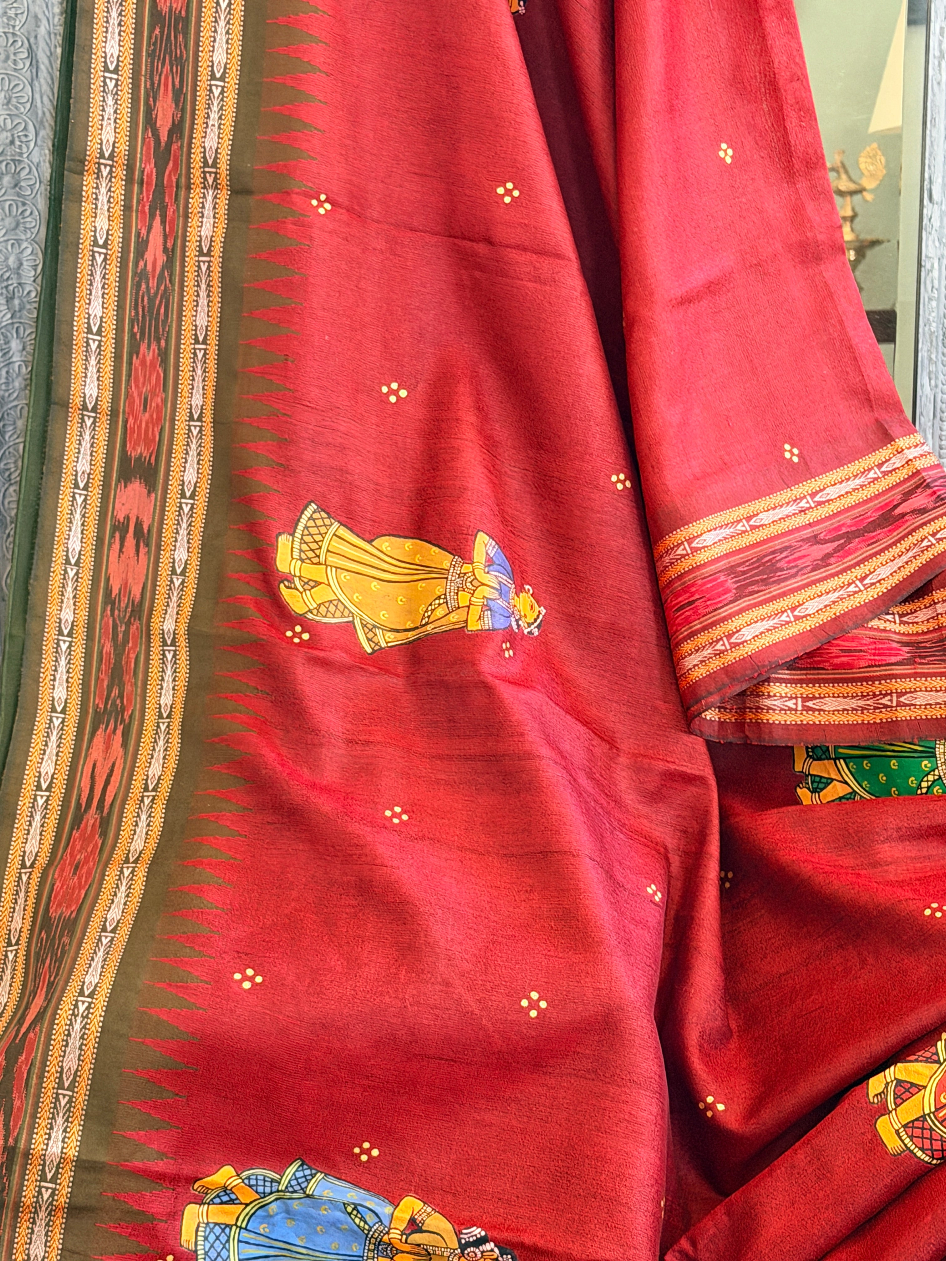 Pattachitra saree on raw silk
