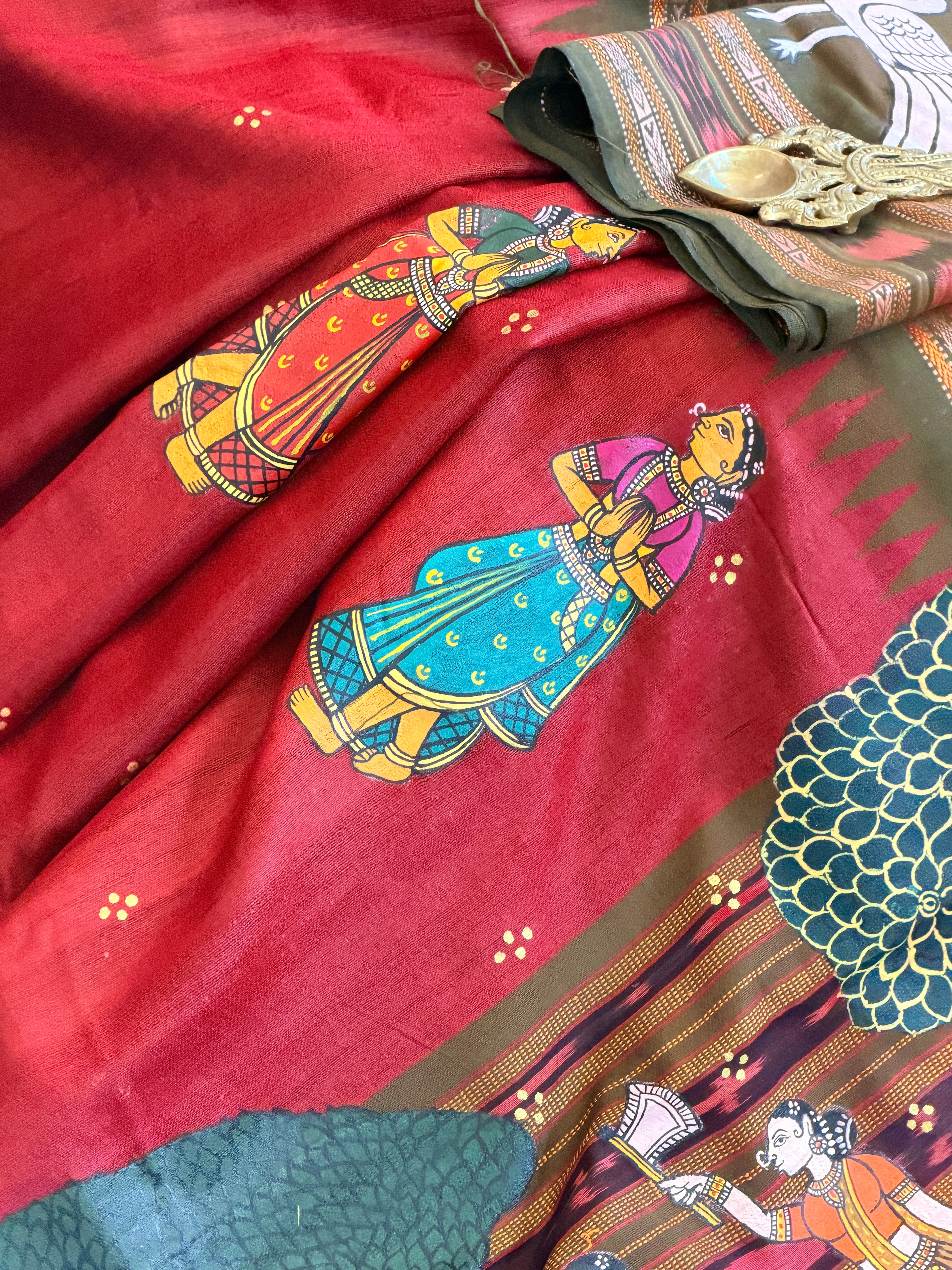 Pattachitra saree on raw silk