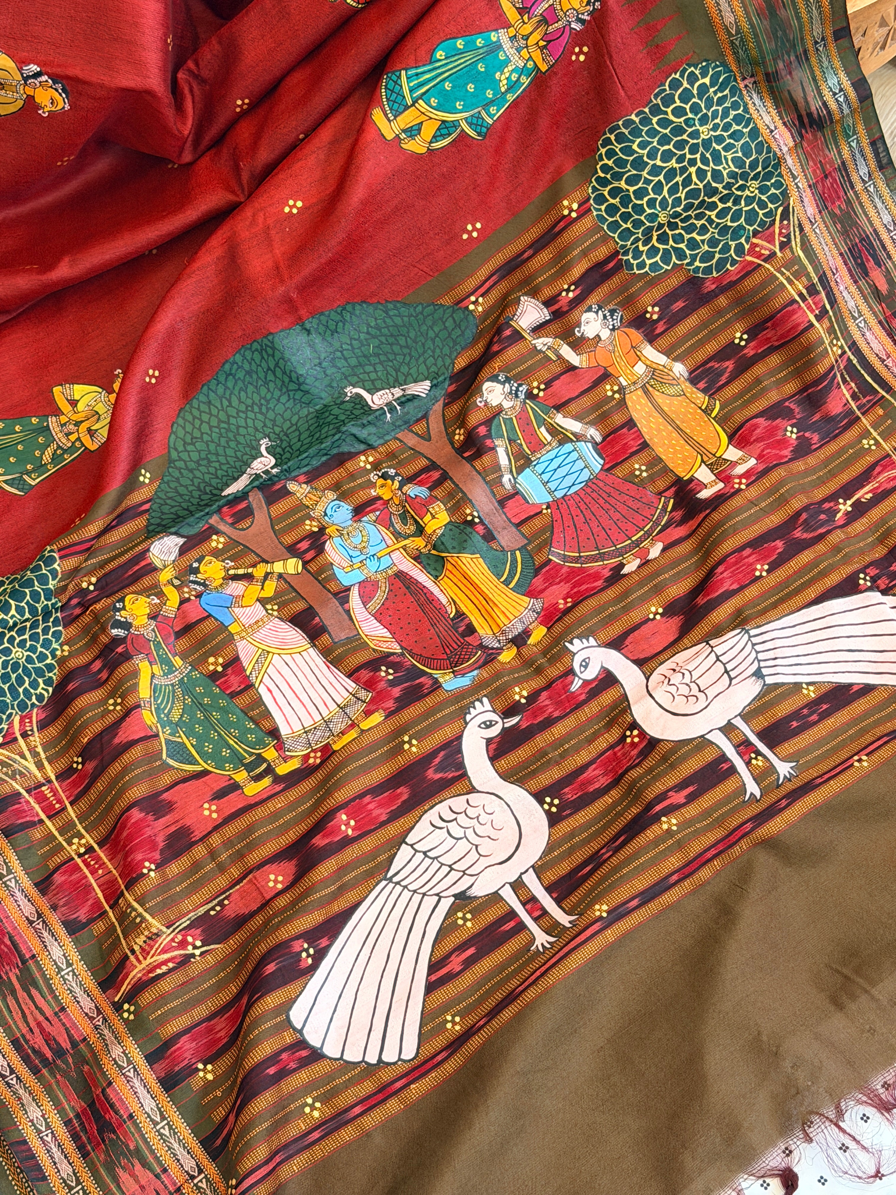 Pattachitra saree on raw silk