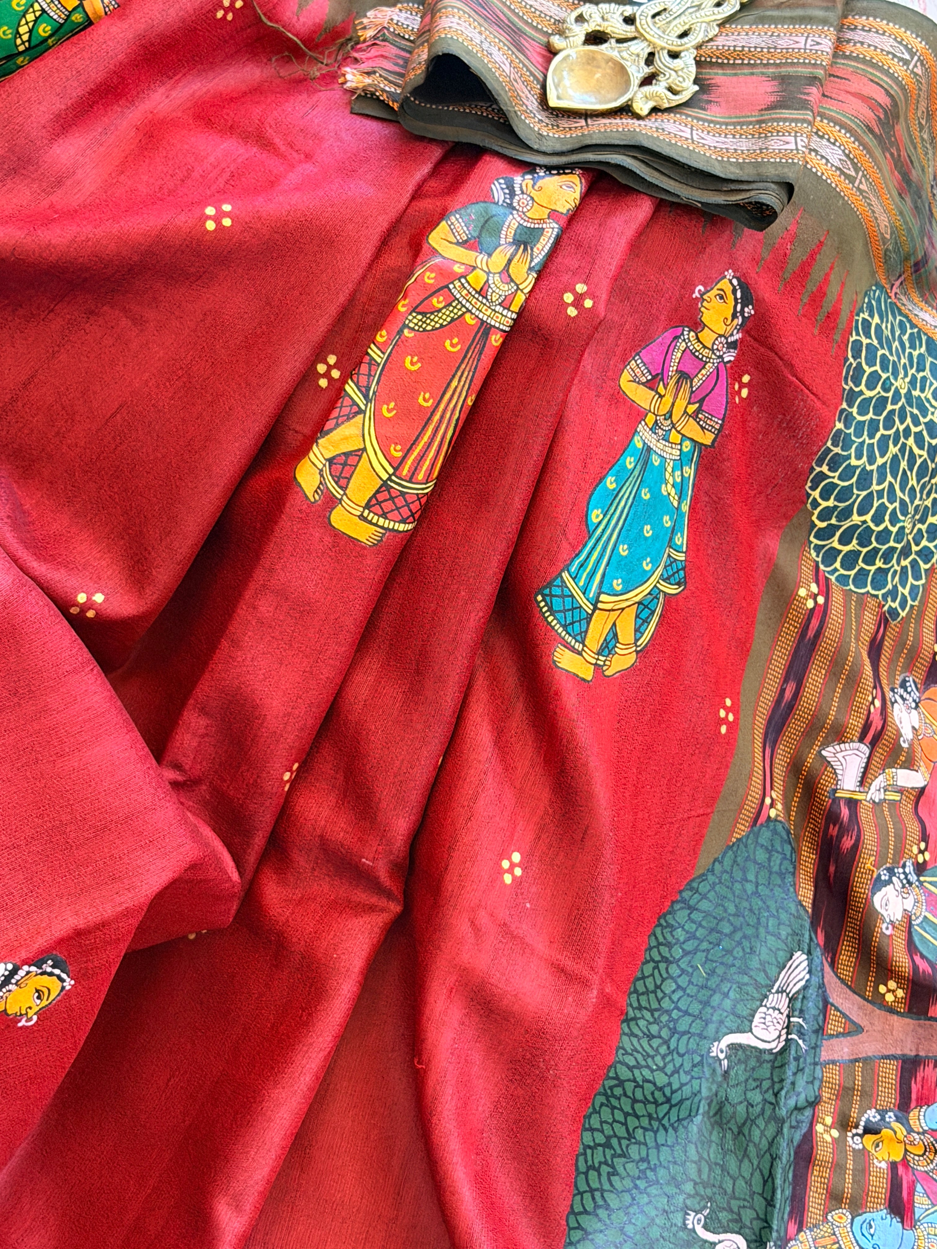 Pattachitra saree on raw silk