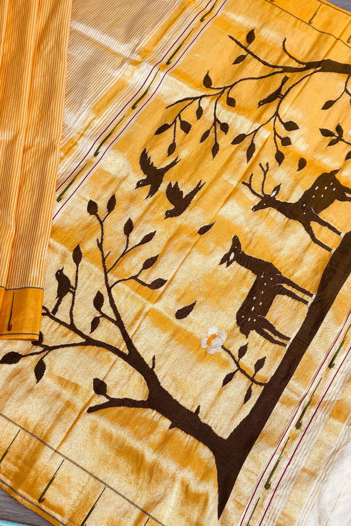 Paithani Pure silk handloom saree - mustard