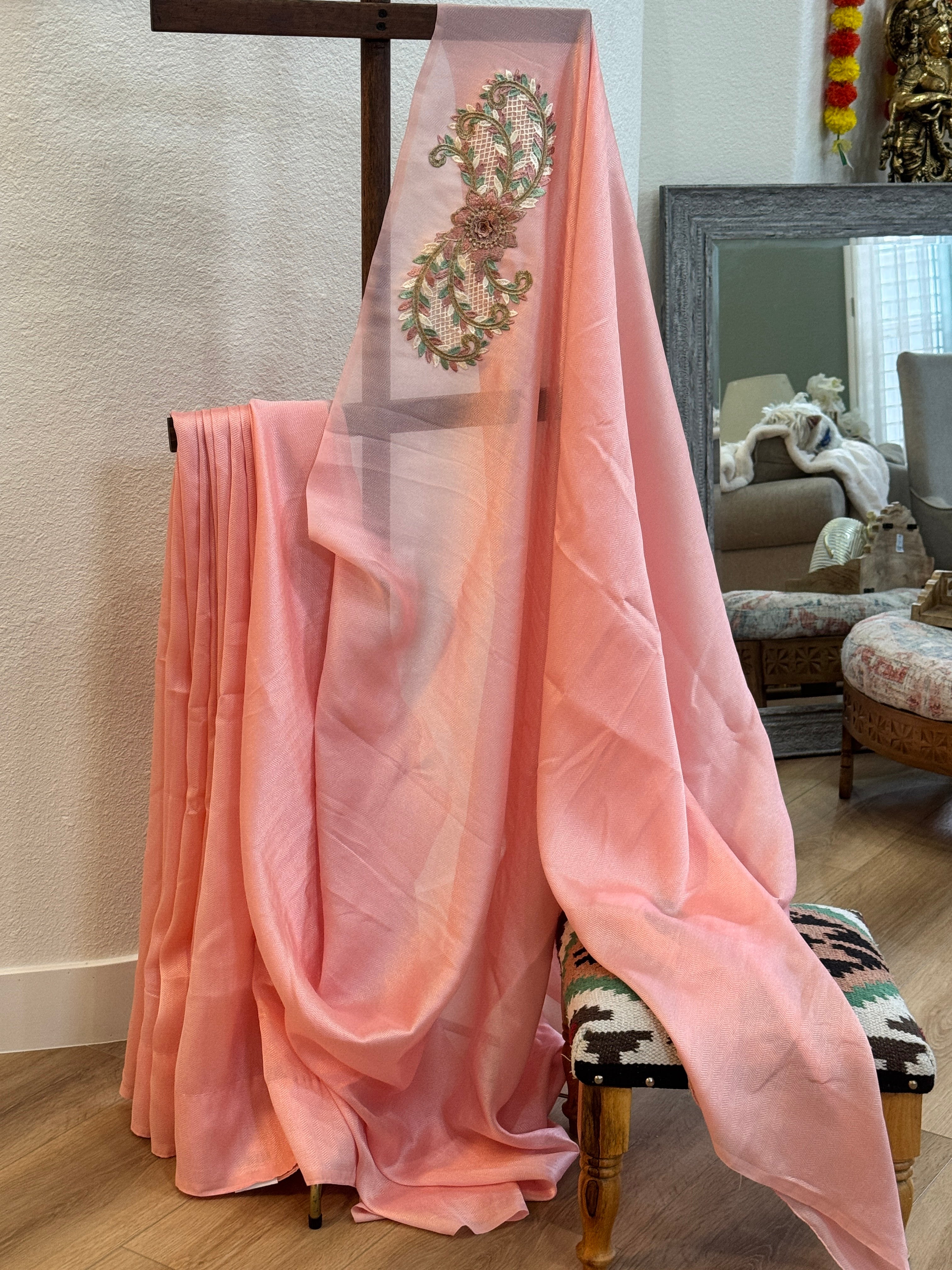 Peach Saree with patch