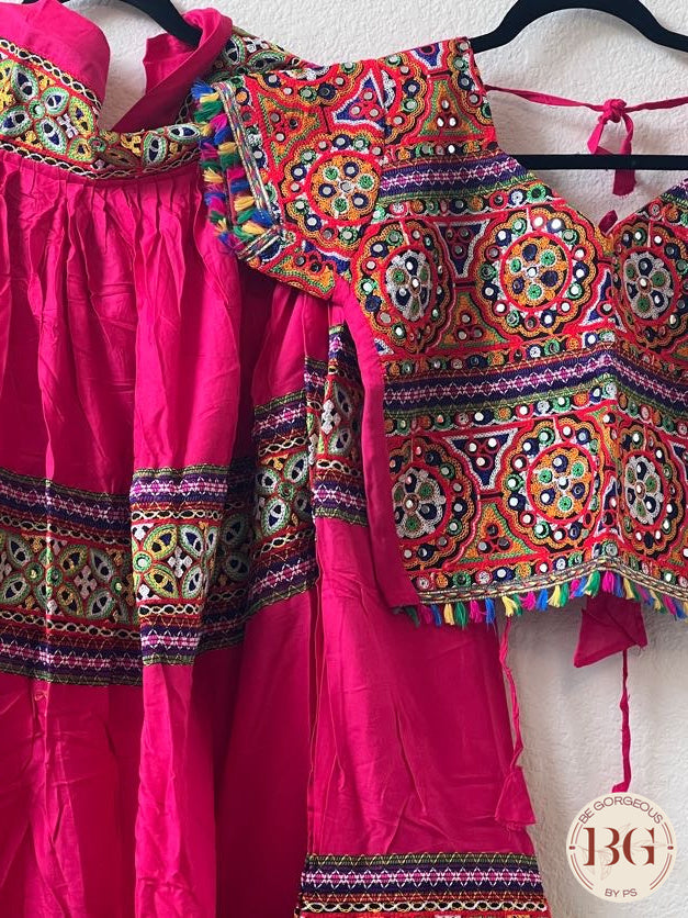 Kutch work Lehenga navratri lehenga color - pink