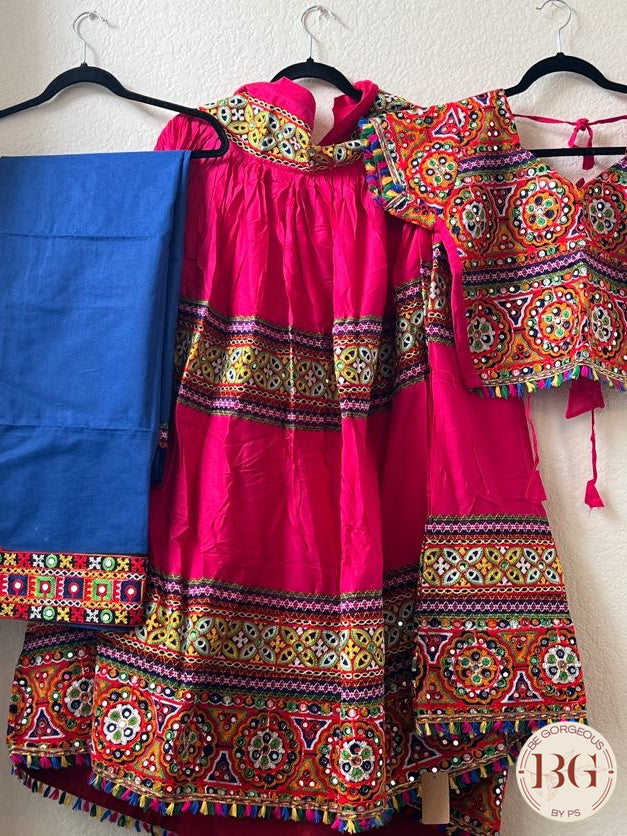 Kutch work Lehenga navratri lehenga color - pink