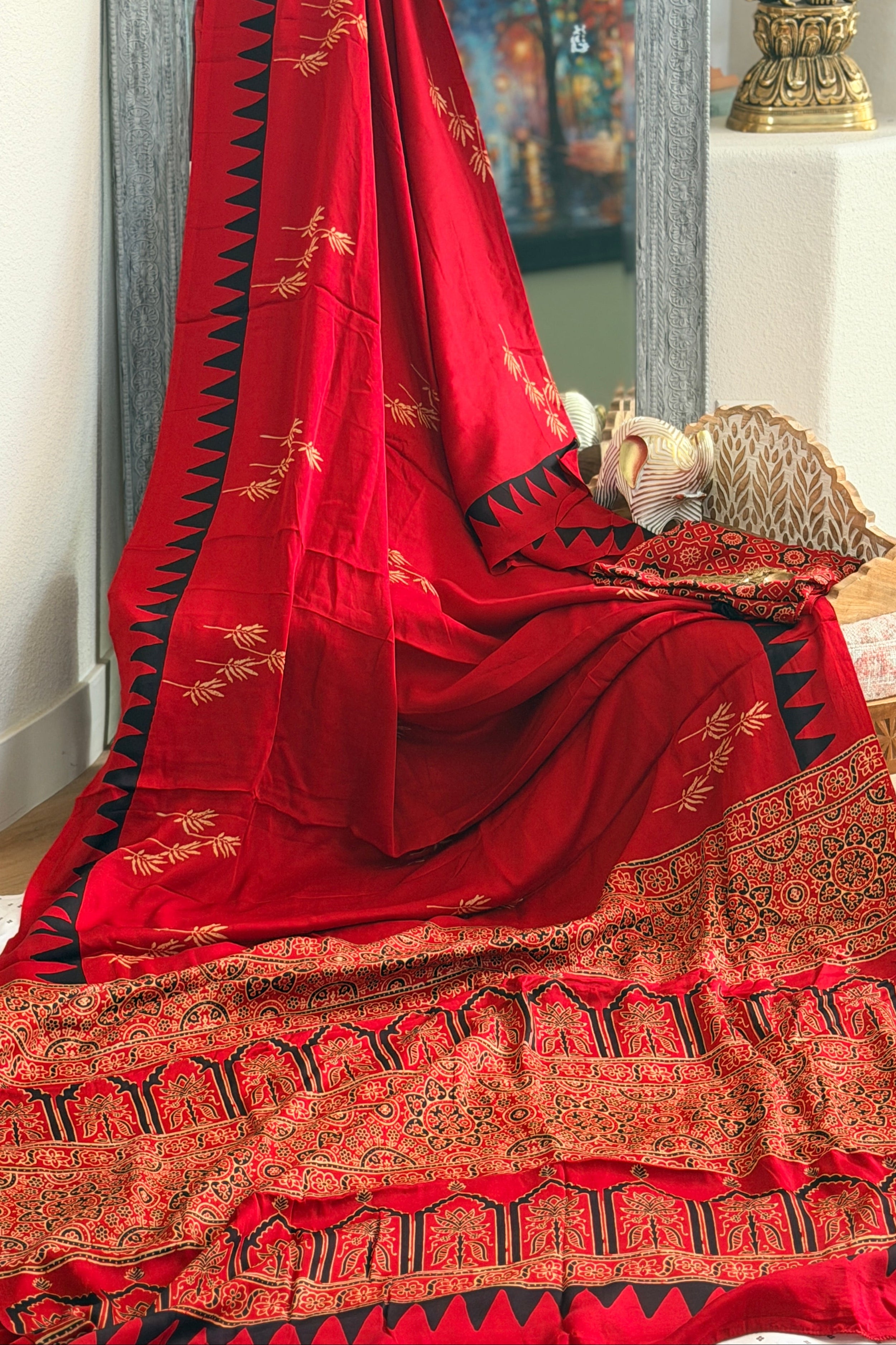 Modal Ajrak Saree