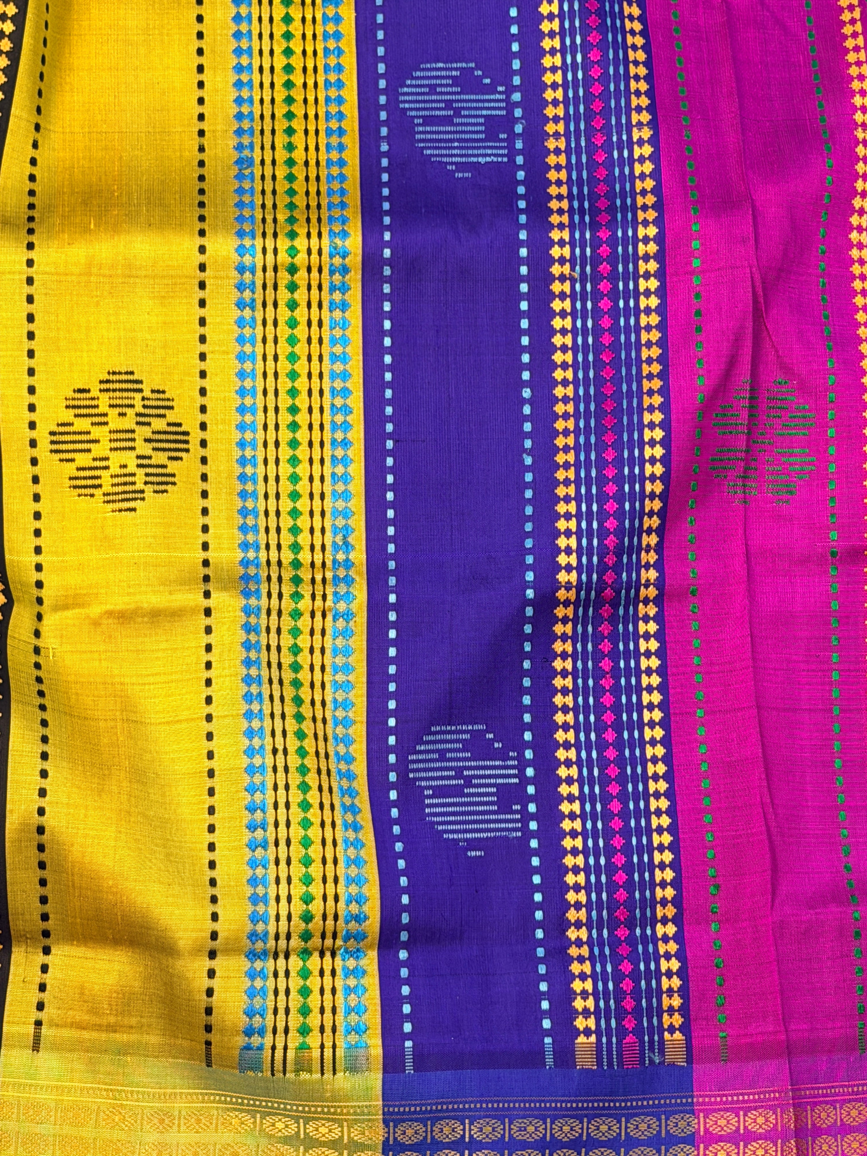 Berhampuri pure silk doubble palu Black blue
