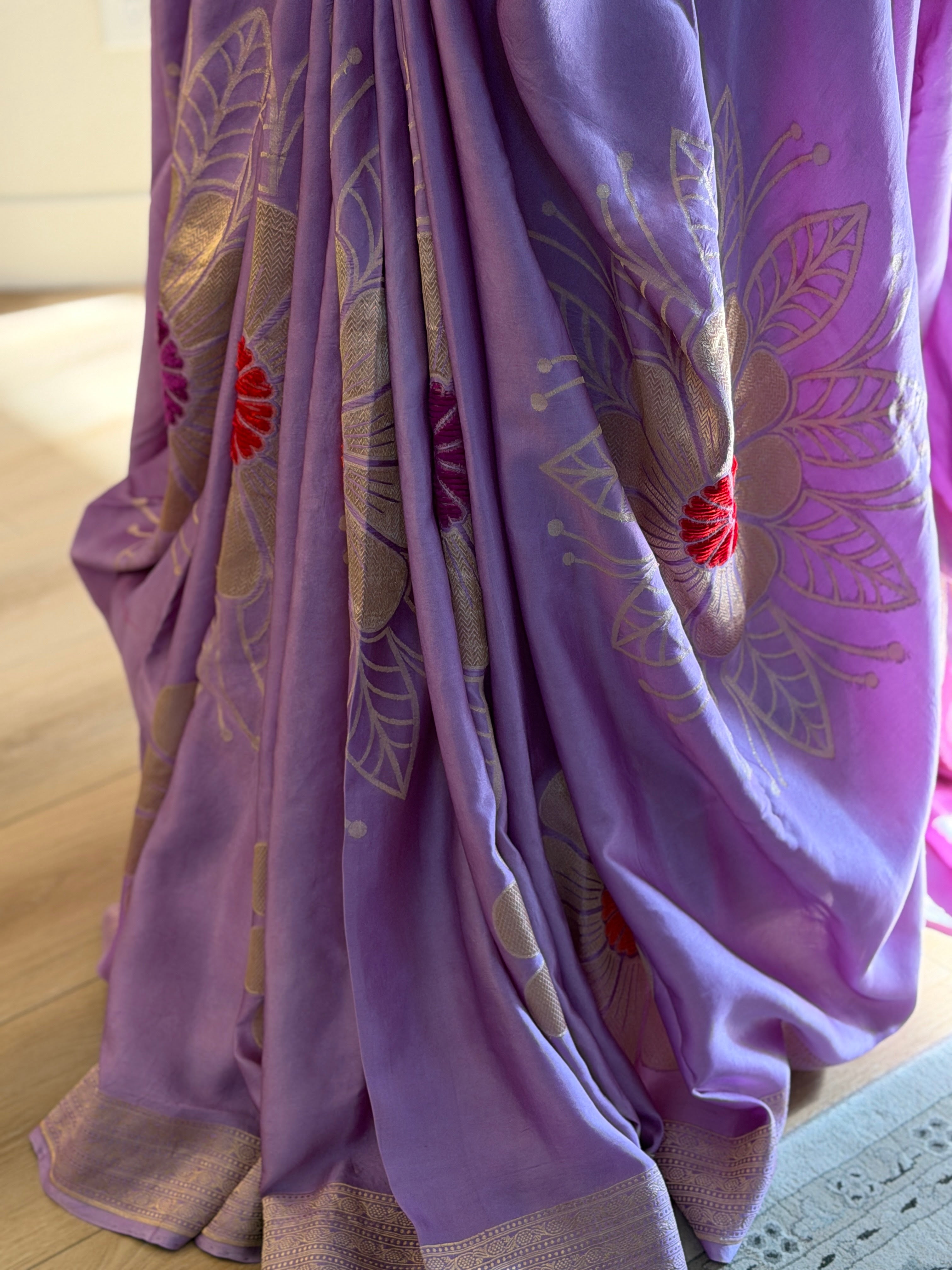 Banarasi Mashru Pure Silk Velvet Weaving Saree