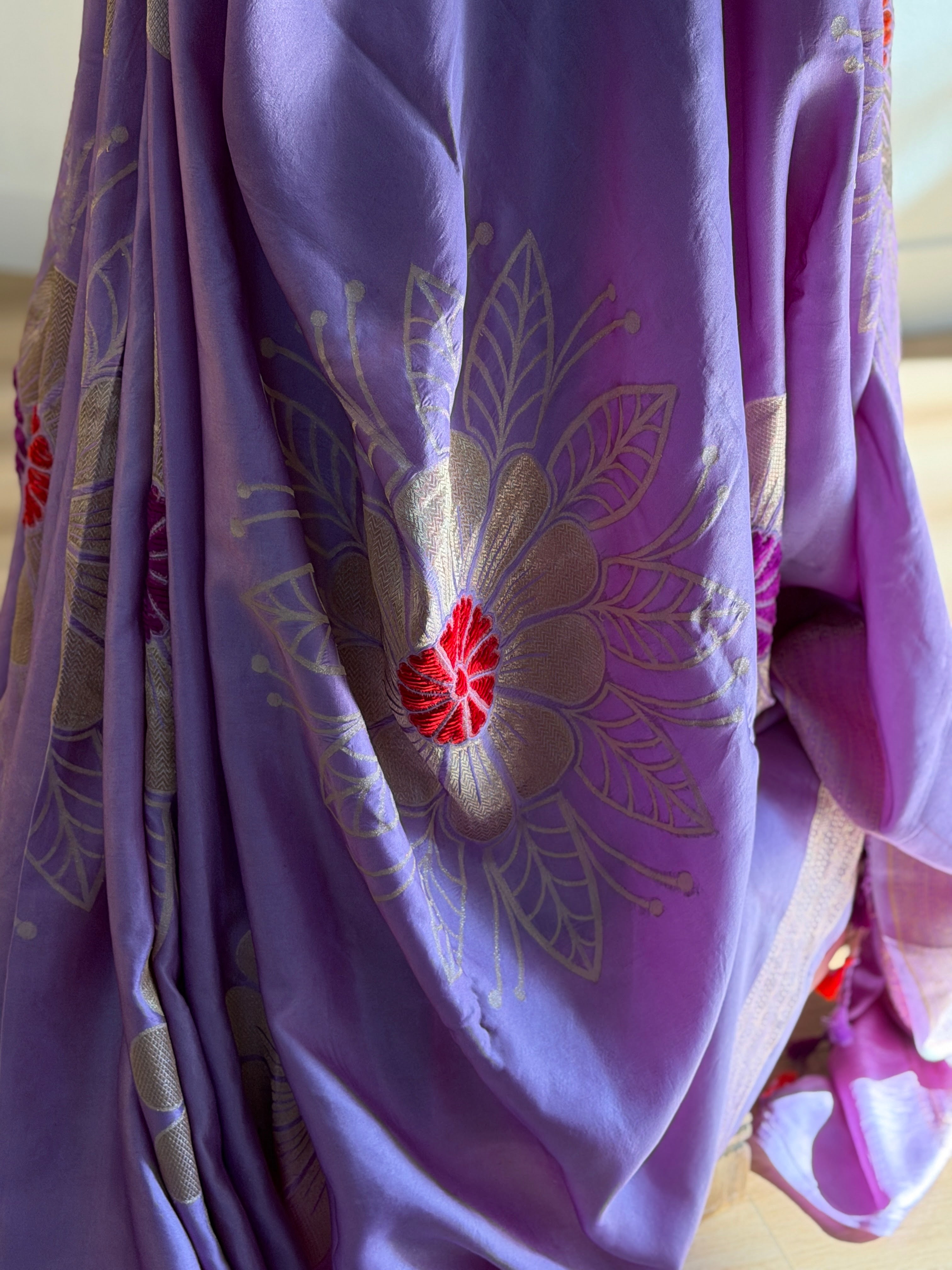 Banarasi Mashru Pure Silk Velvet Weaving Saree