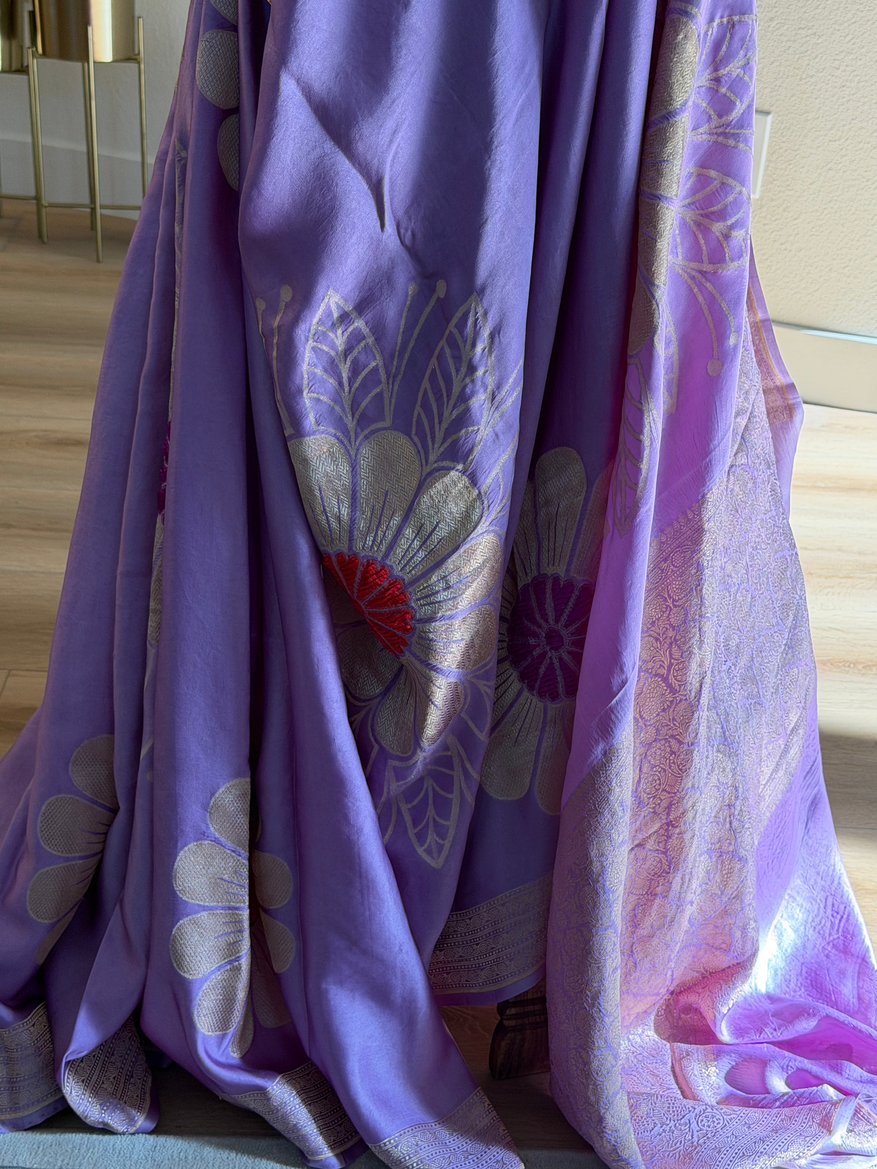 Banarasi Mashru Pure Silk Velvet Weaving Saree