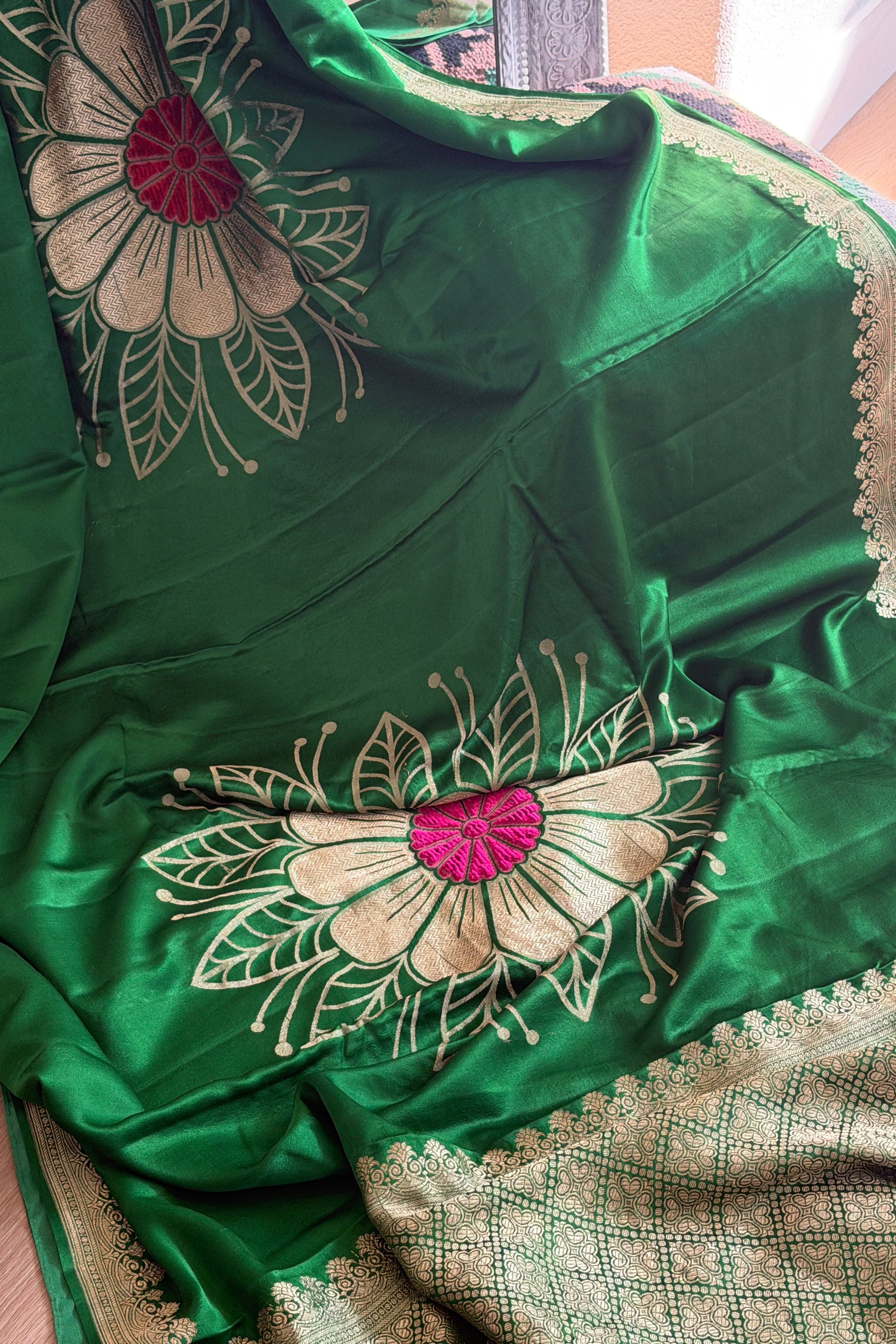 Banarasi Mashru Pure Silk Velvet Weaving Saree