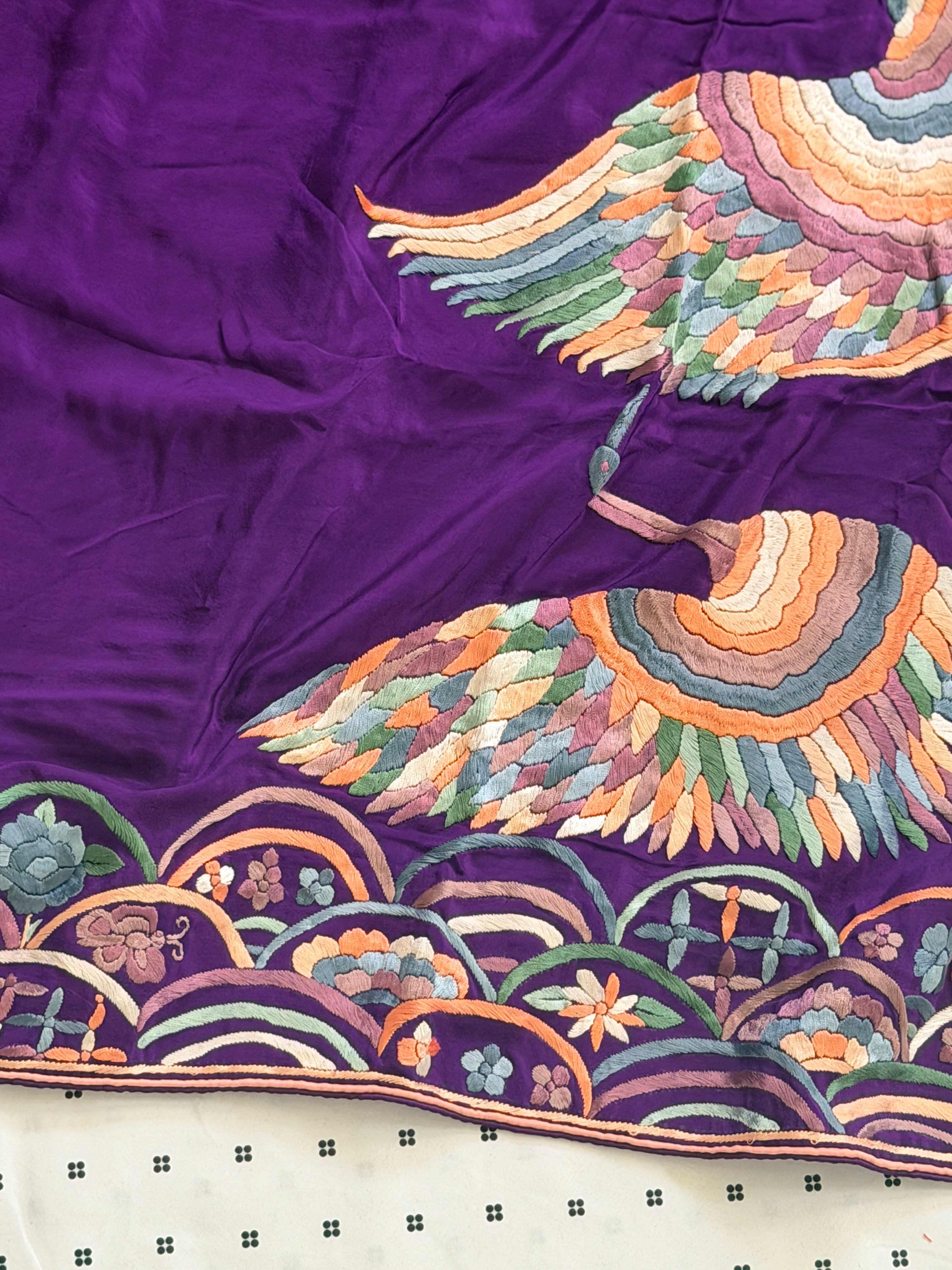 Parsi Gara hand embroidered crepe silk saree