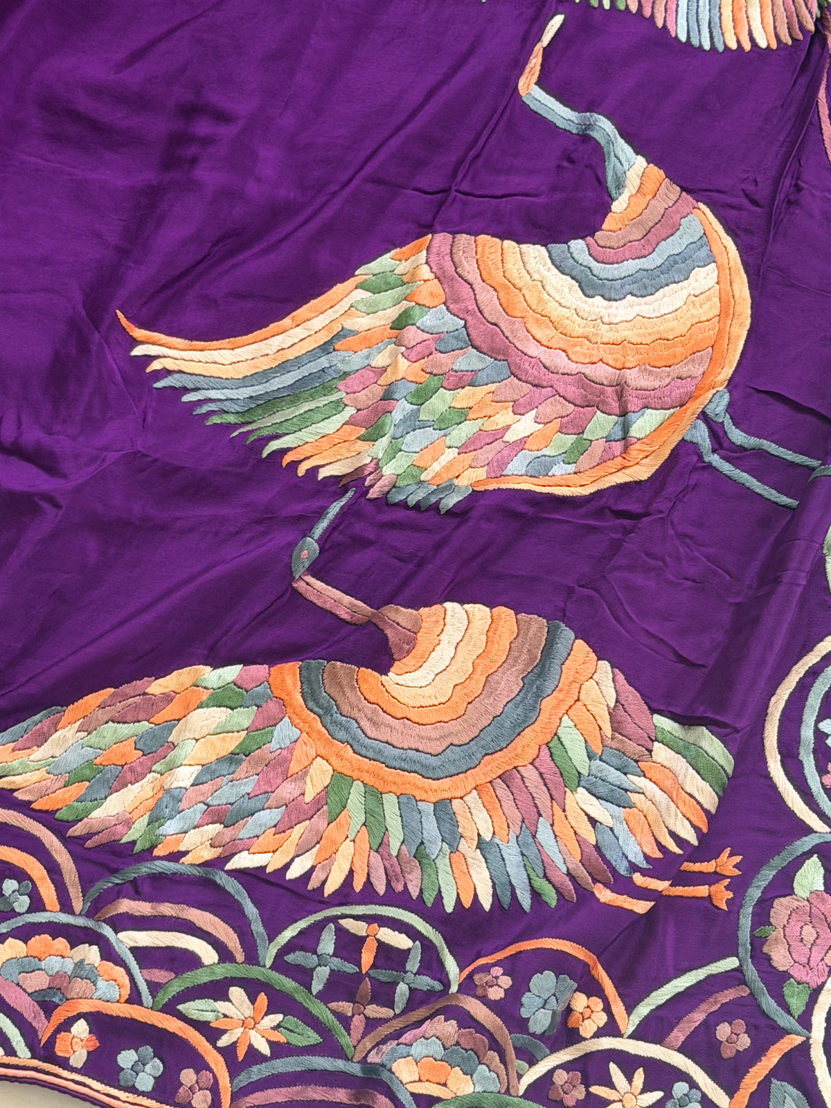 Parsi Gara hand embroidered crepe silk saree