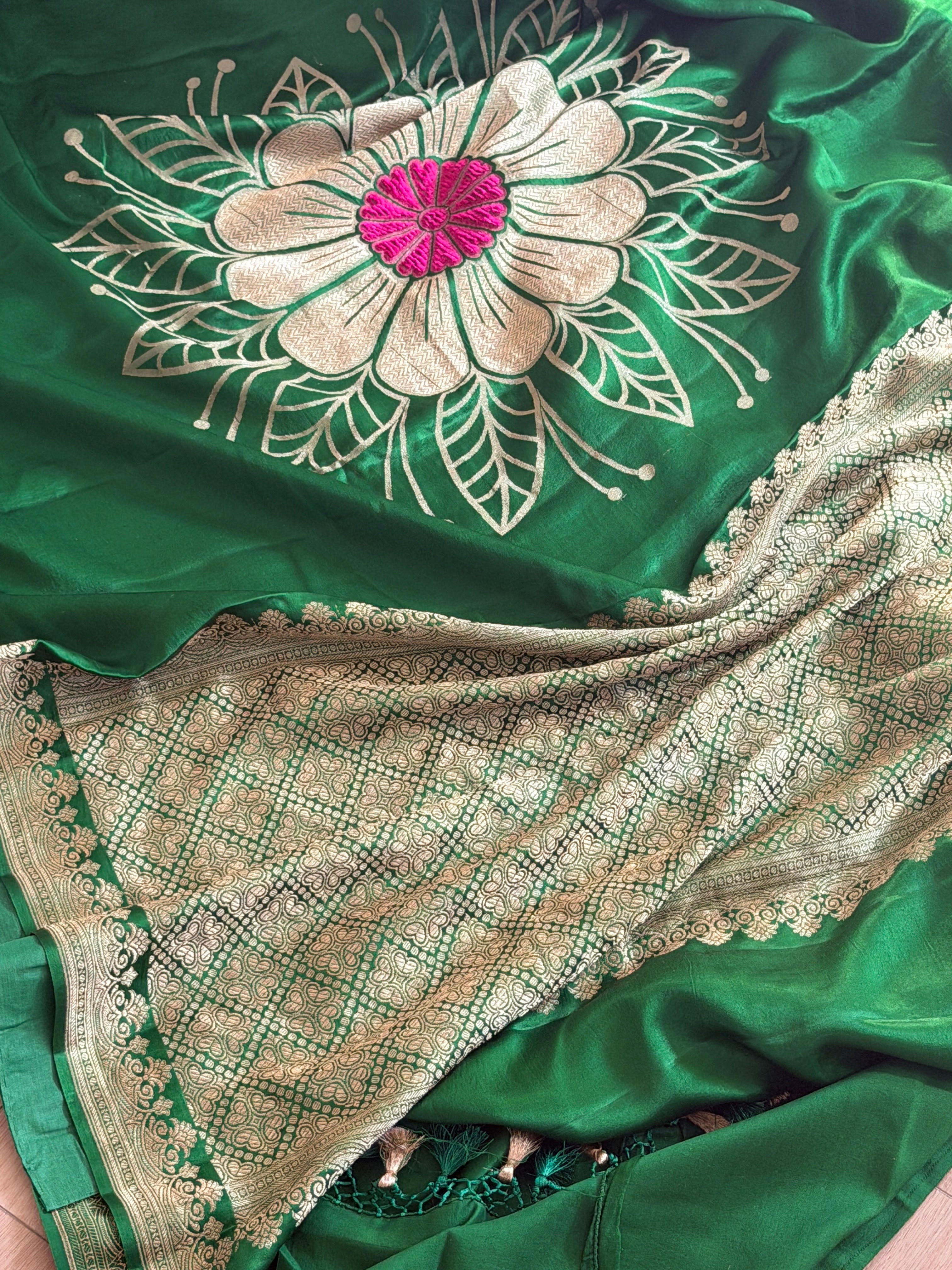 Banarasi Mashru Pure Silk Velvet Weaving Saree