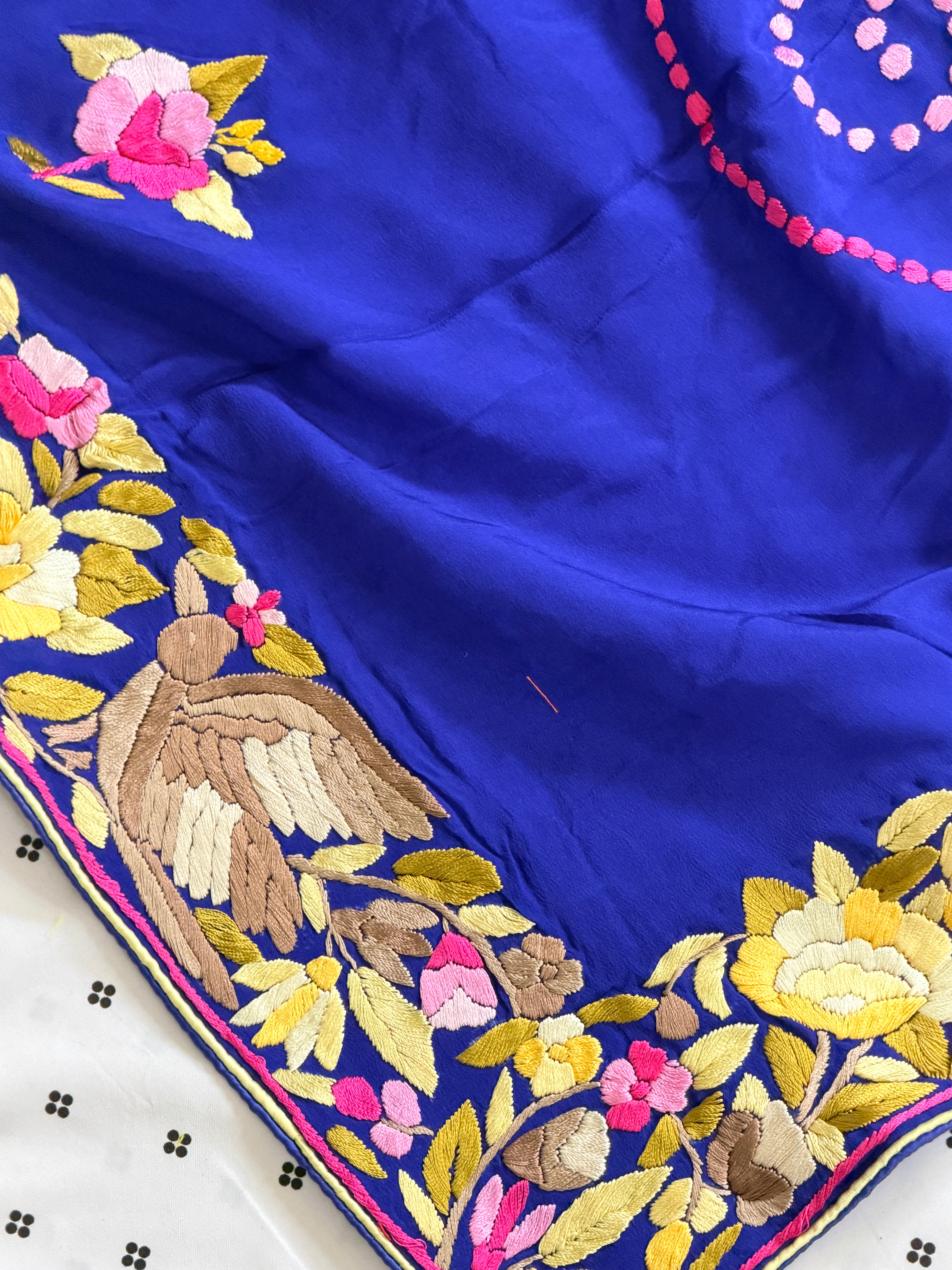 Parsi Gara hand embroidered crepe silk saree