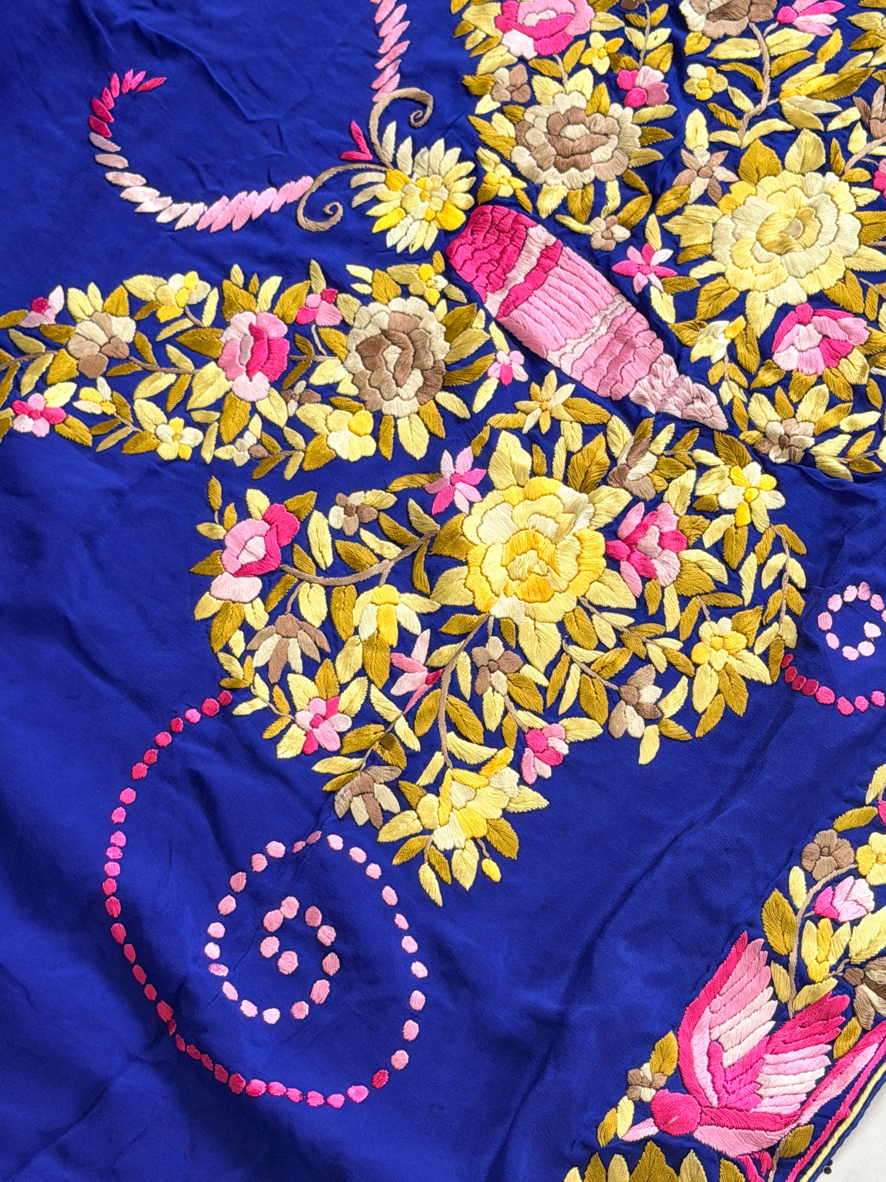 Parsi Gara hand embroidered crepe silk saree