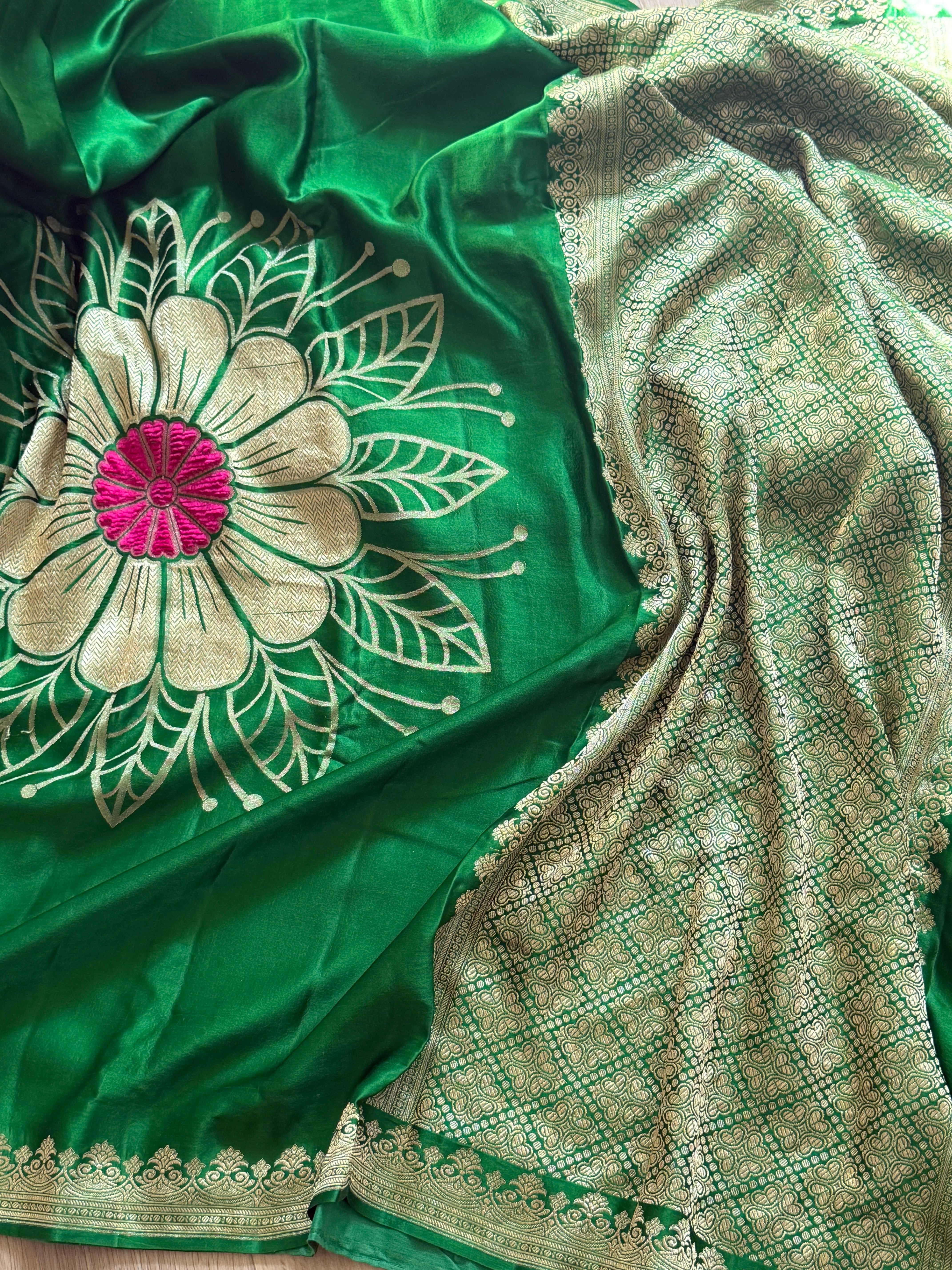 Banarasi Mashru Pure Silk Velvet Weaving Saree