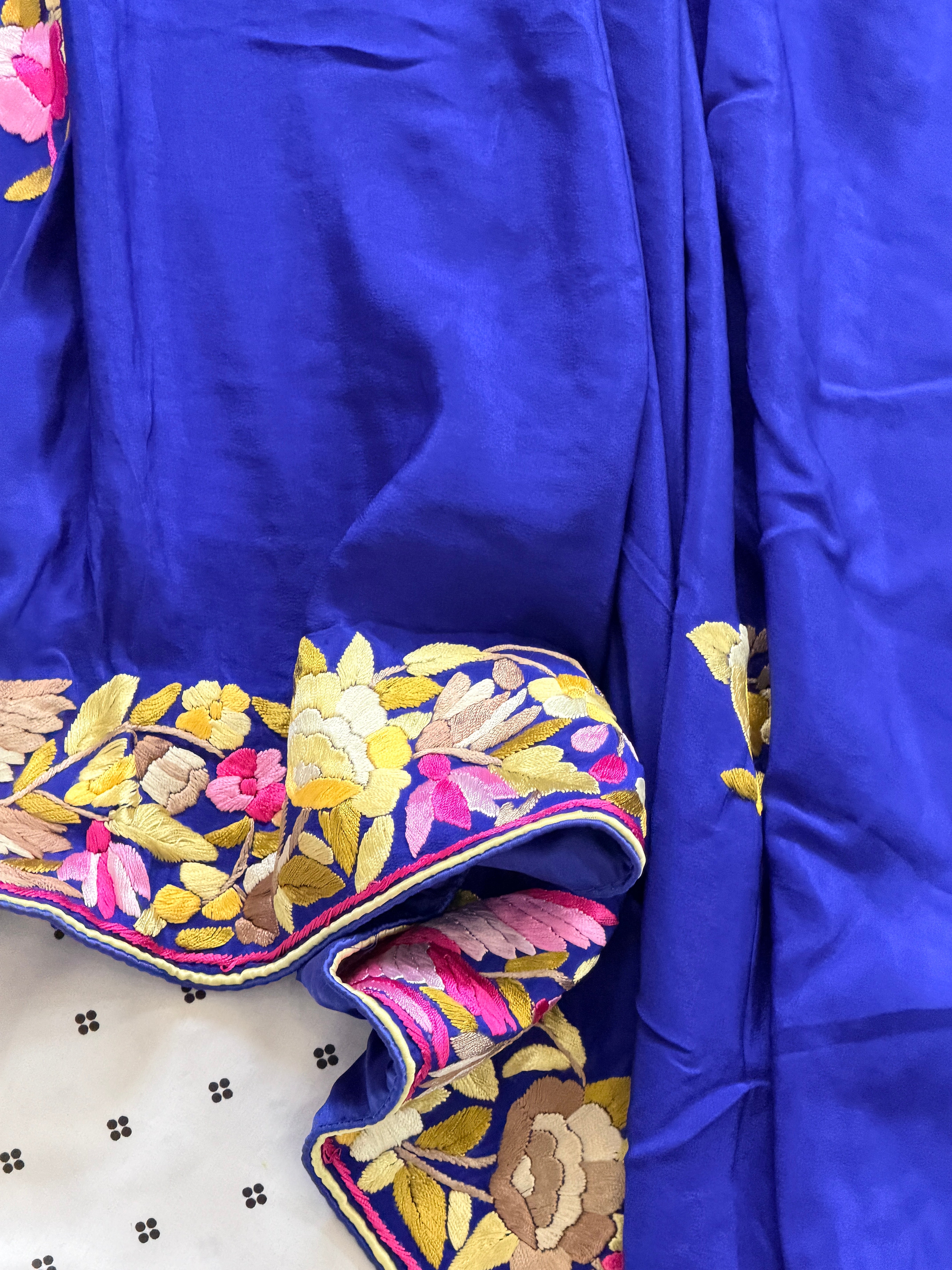 Parsi Gara hand embroidered crepe silk saree