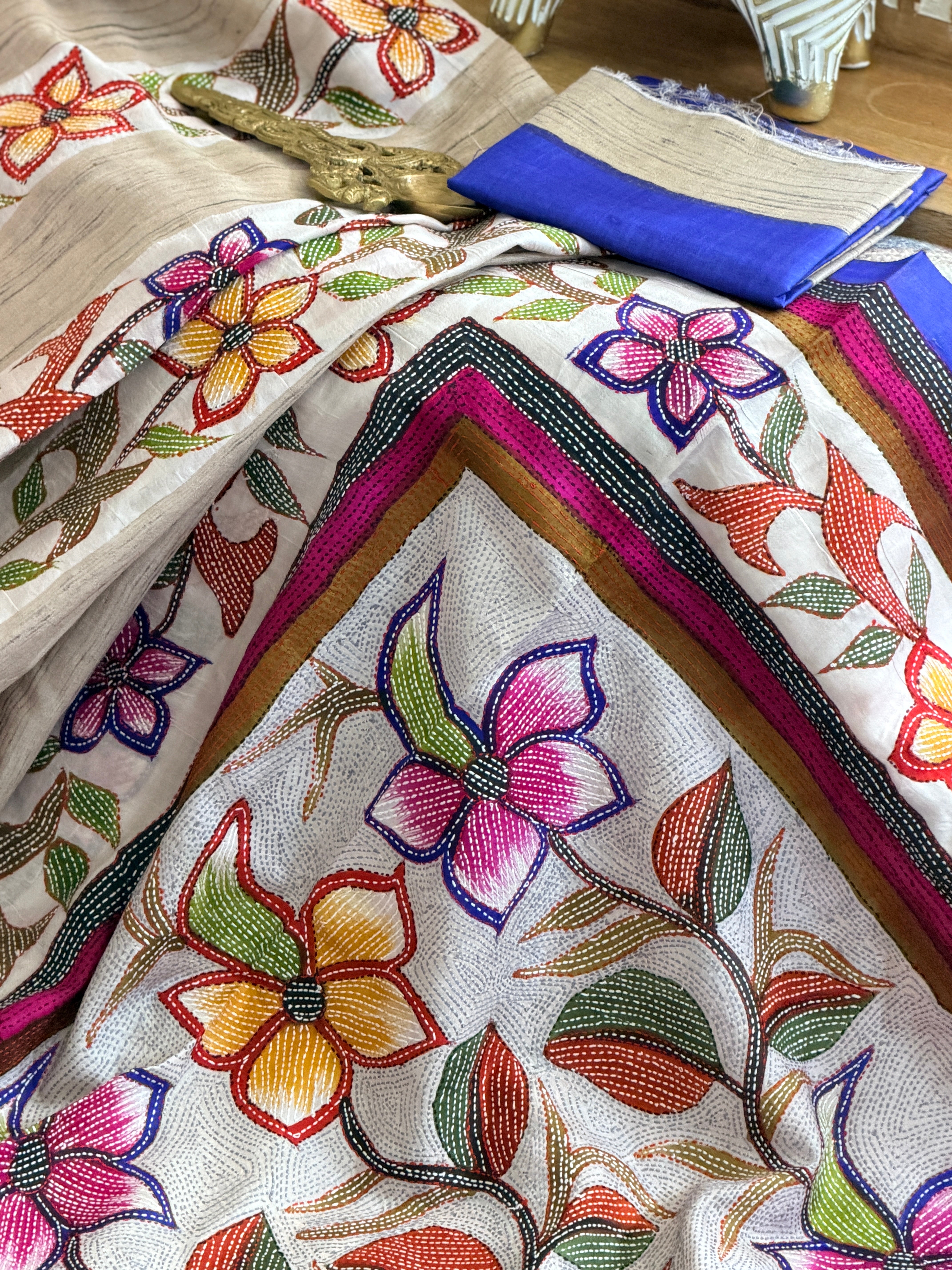 Kantha Stitch Saree