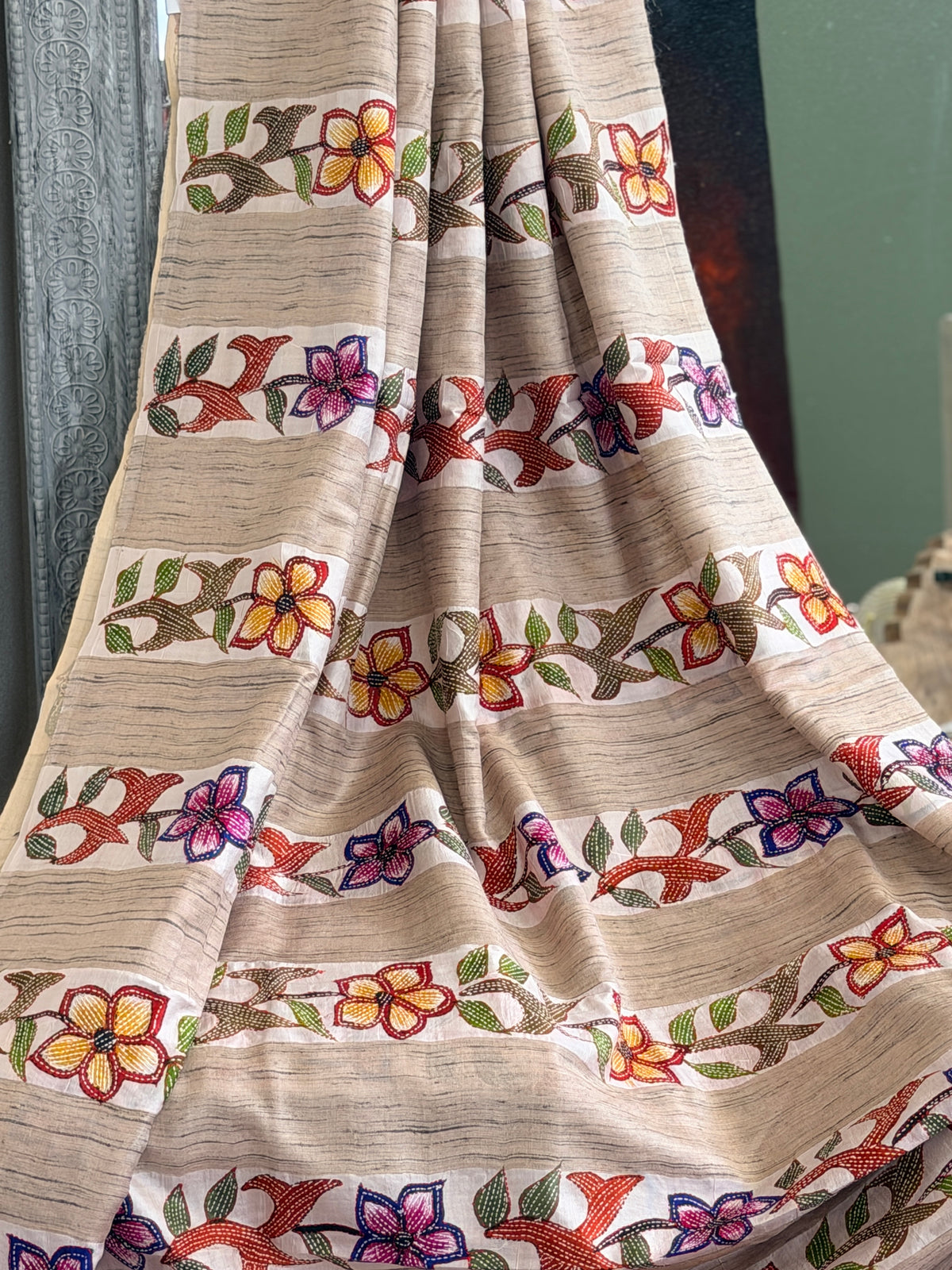 Kantha Stitch Saree